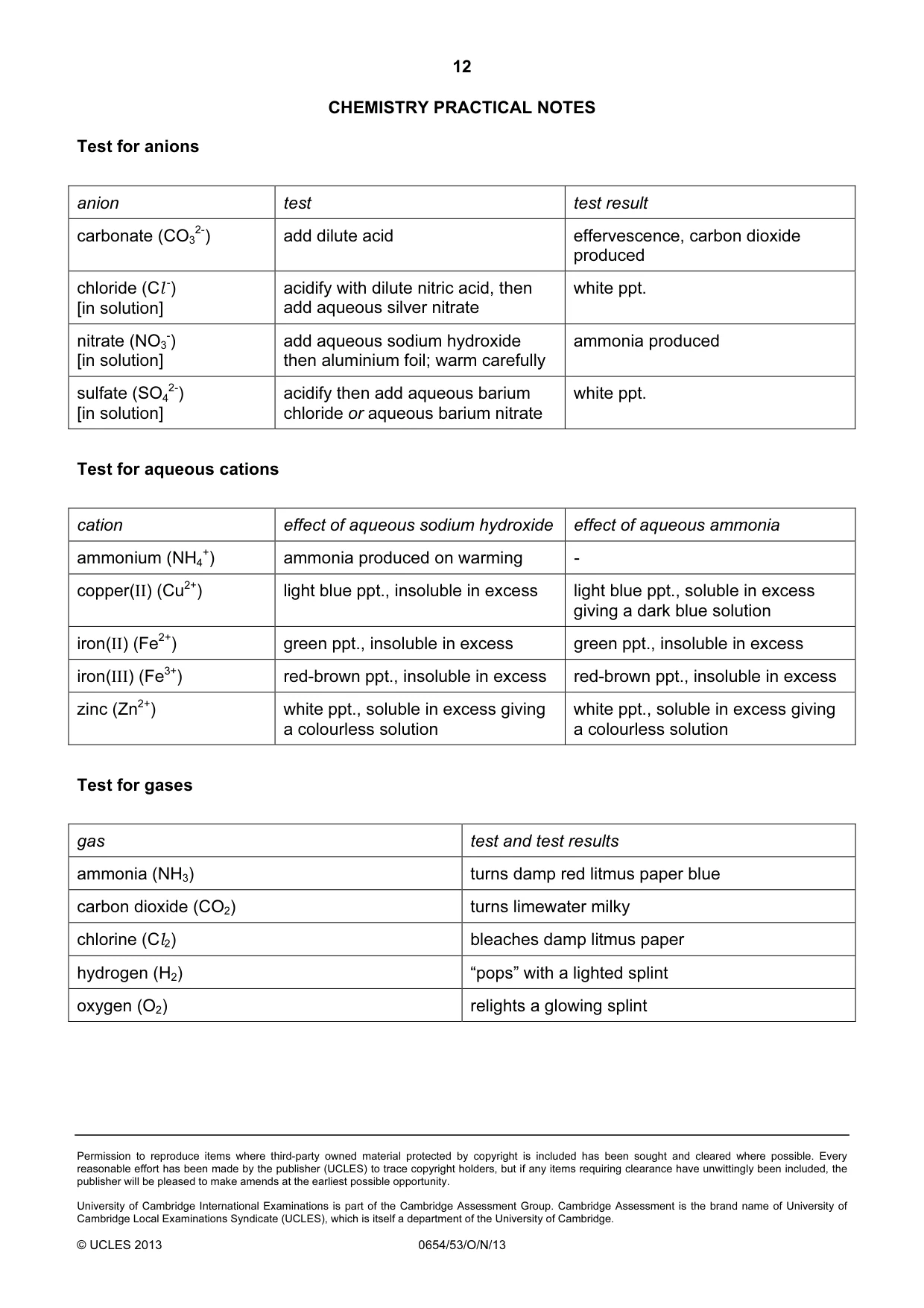 Cambridge IGCSE Sciences - Co-ordinated (Double) 0654 2013 Oct/Nov Paper 5 · Variant 3 question paper, page 12 of 12