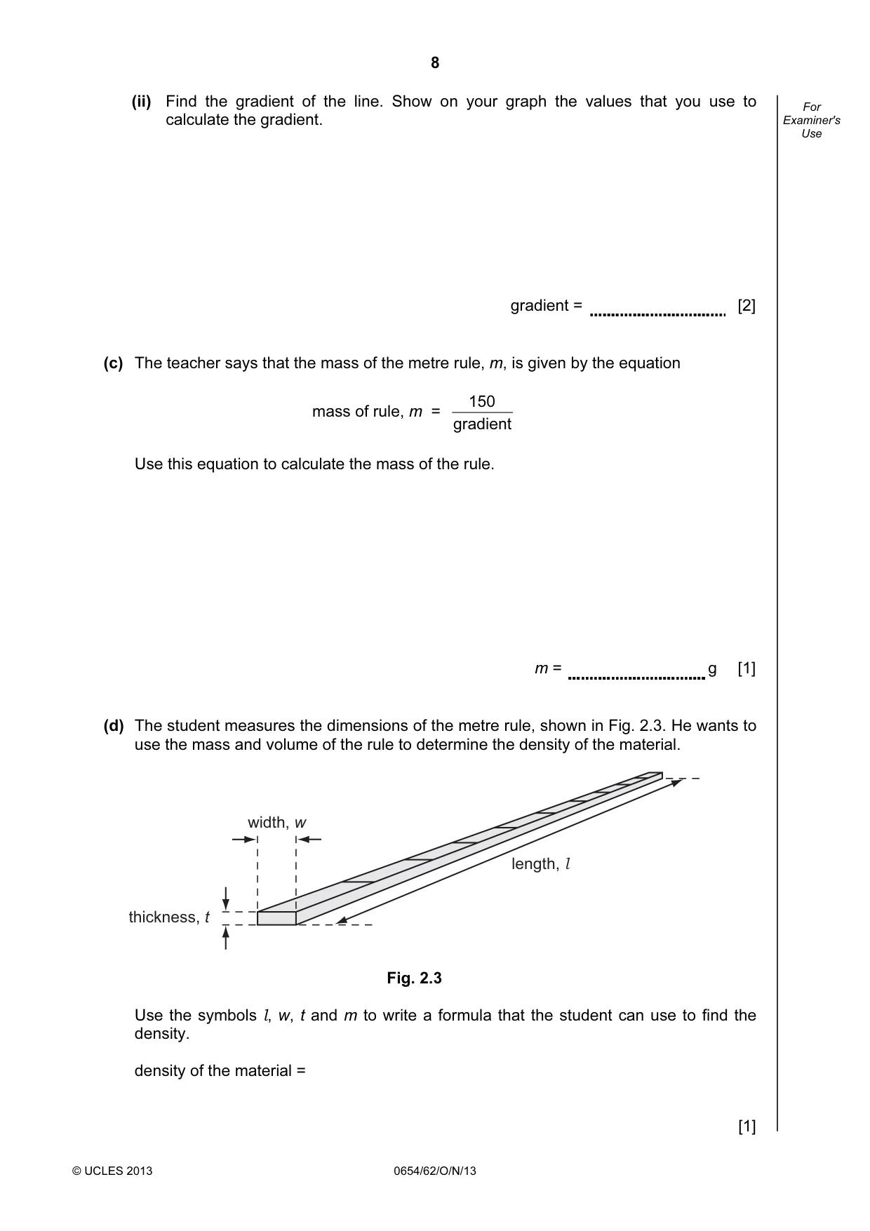 Cambridge IGCSE Sciences - Co-ordinated (Double) 0654 2013 Oct/Nov Paper 6 · Variant 2 question paper, page 8 of 20