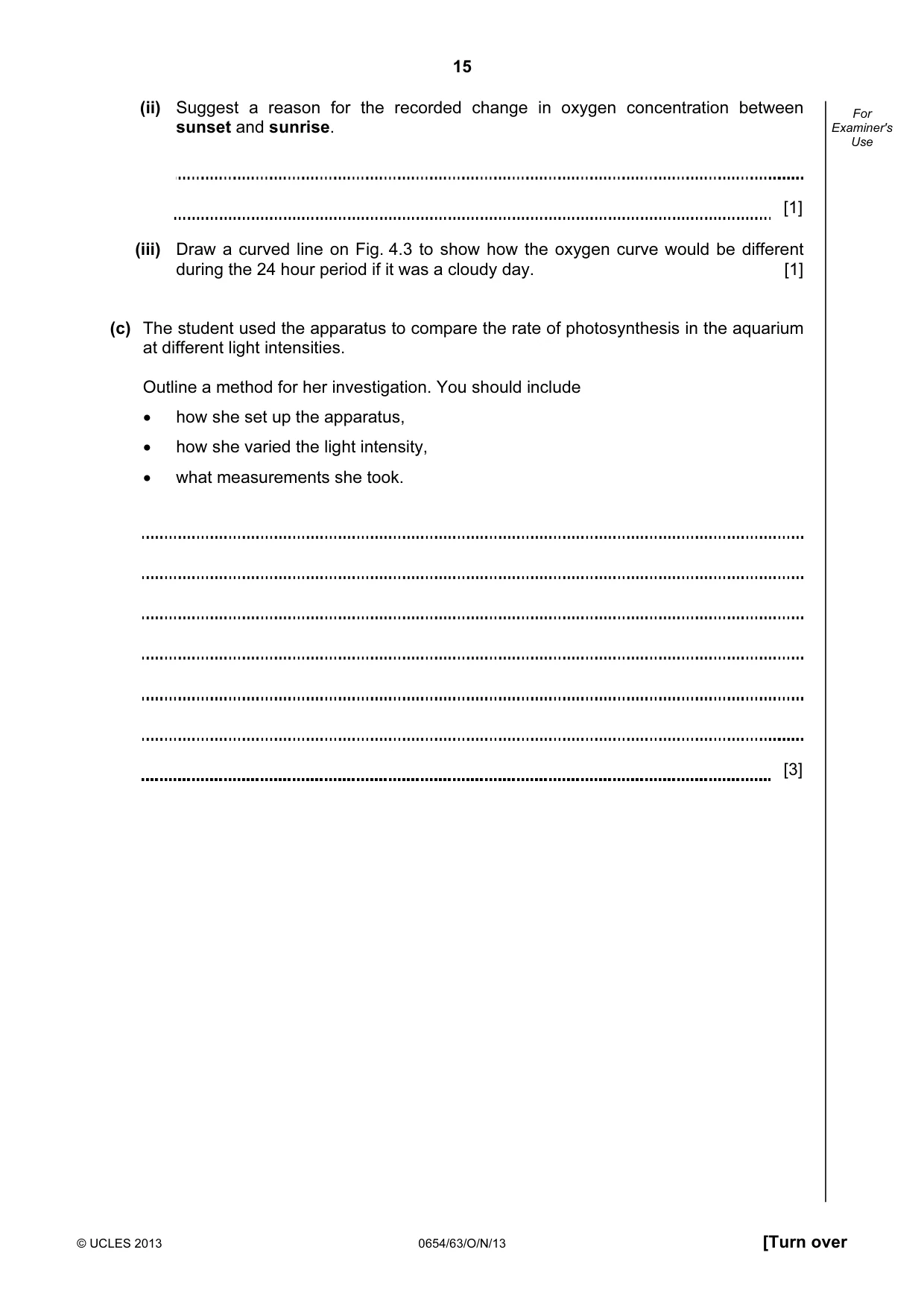 Cambridge IGCSE Sciences - Co-ordinated (Double) 0654 2013 Oct/Nov Paper 6 · Variant 3 question paper, page 15 of 20