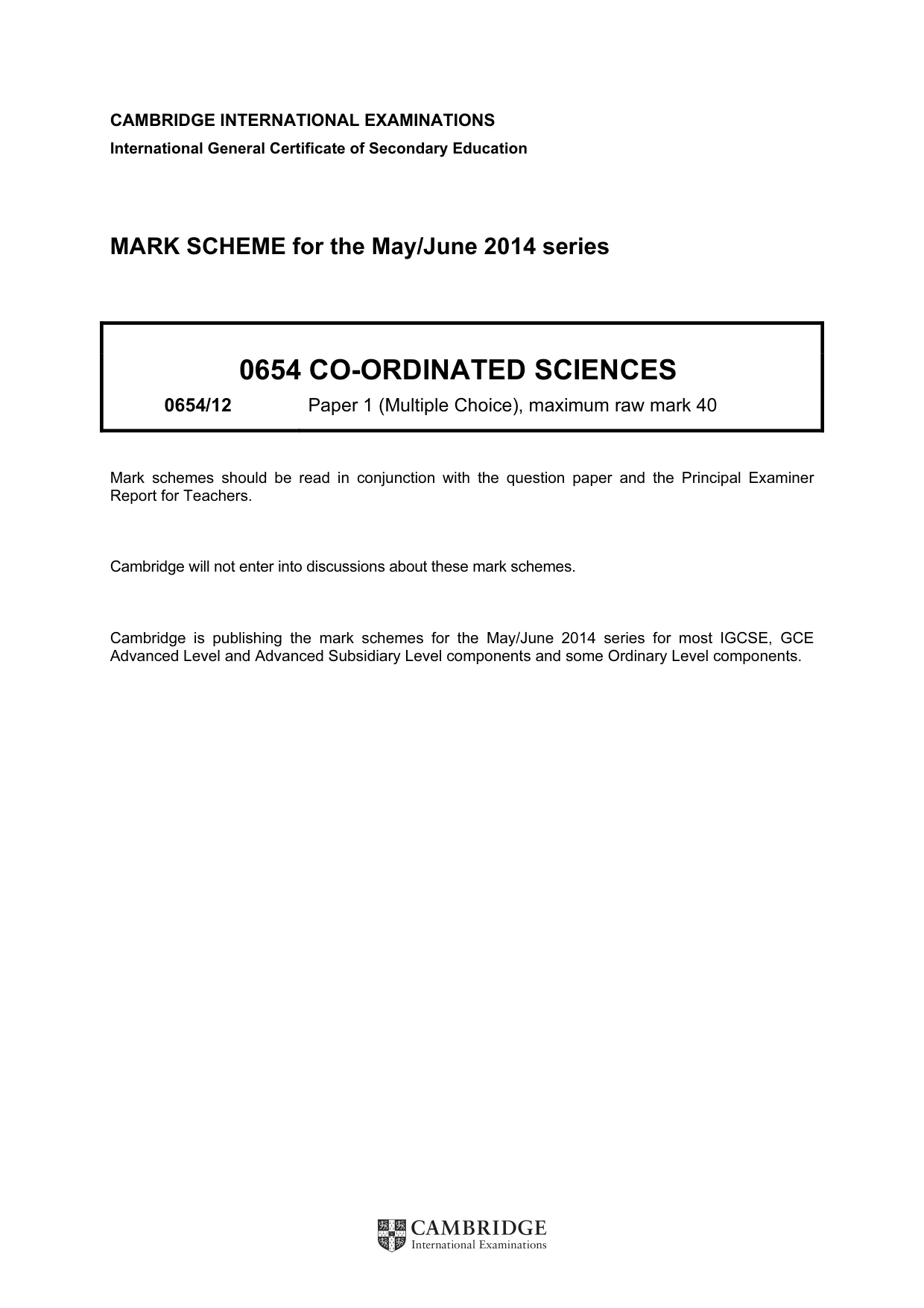 Mark scheme, page 1 of 2