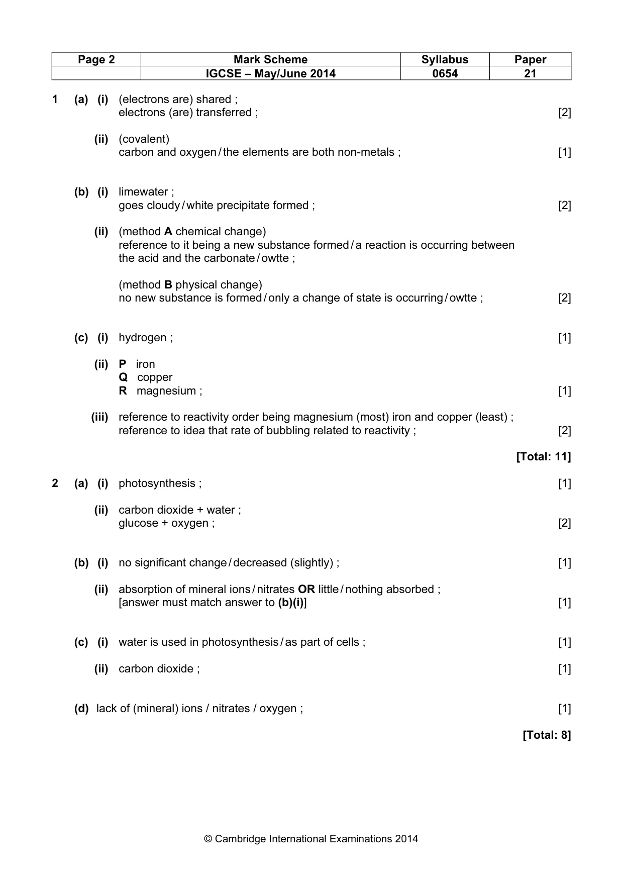 Mark scheme, page 2 of 7