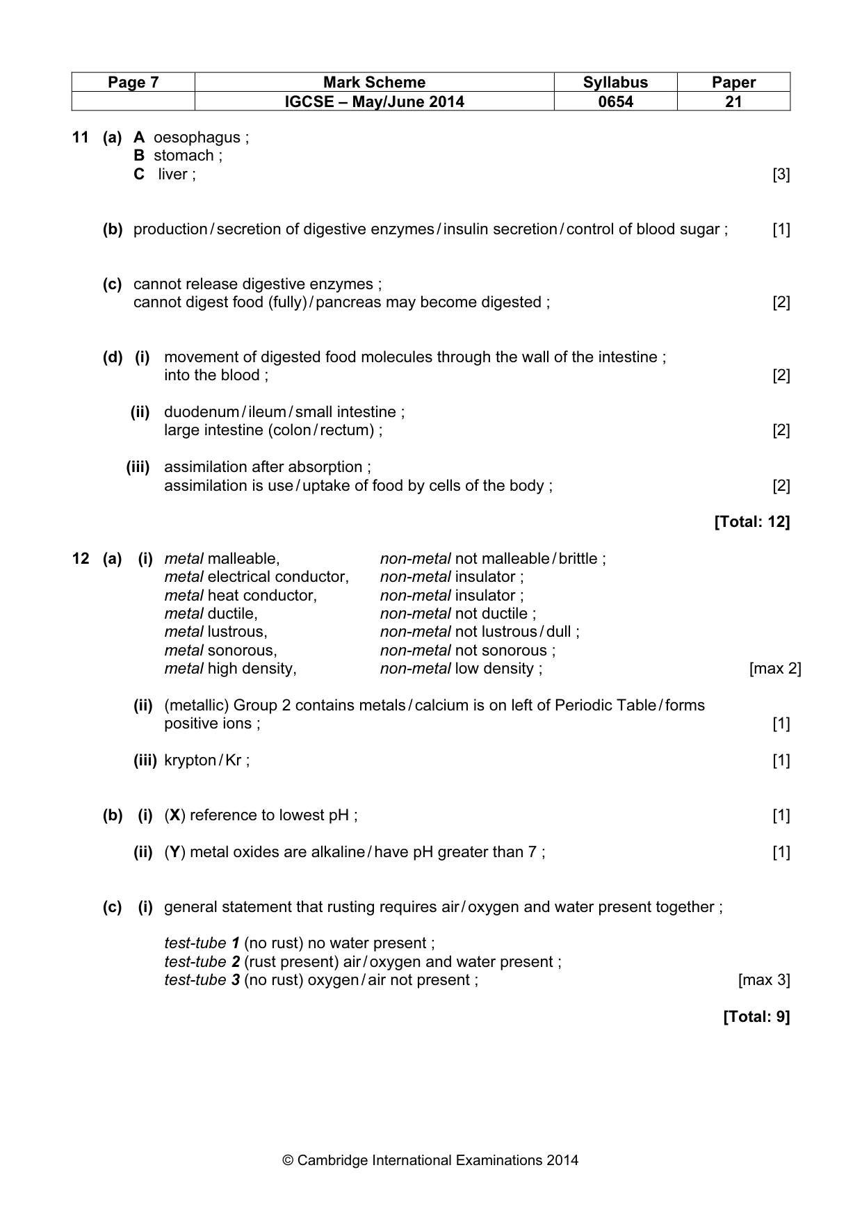 Mark scheme, page 7 of 7