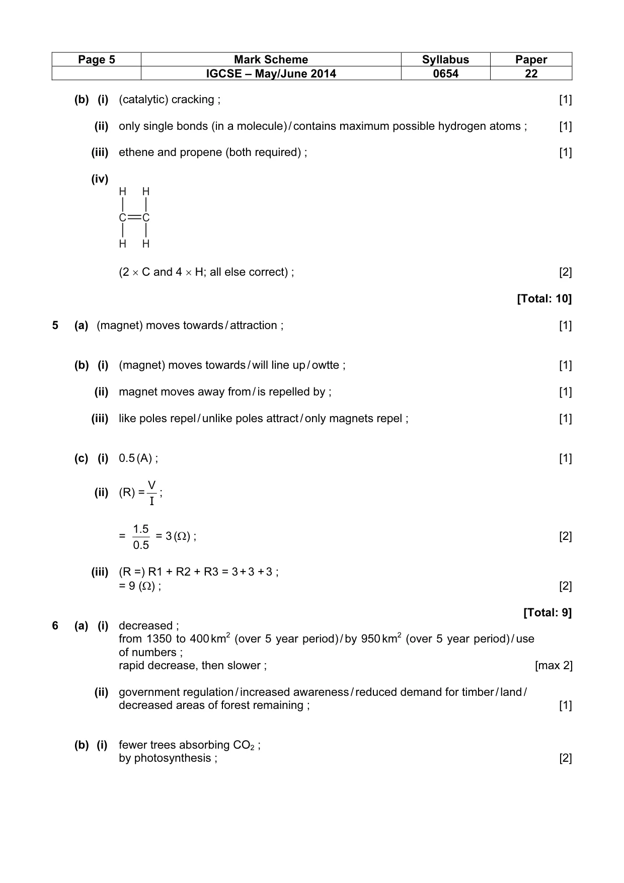Mark scheme, page 5 of 9