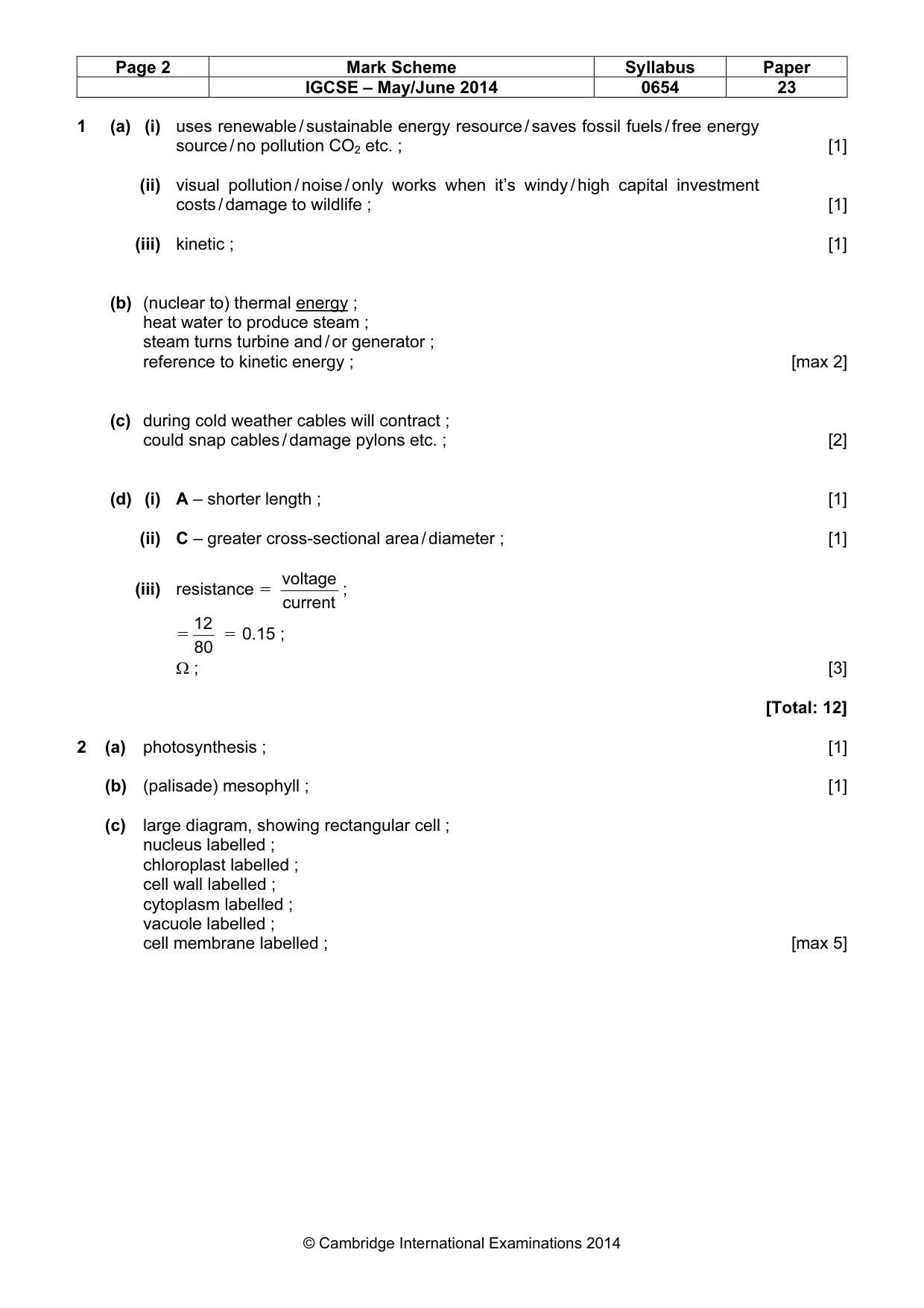 Mark scheme, page 2 of 9