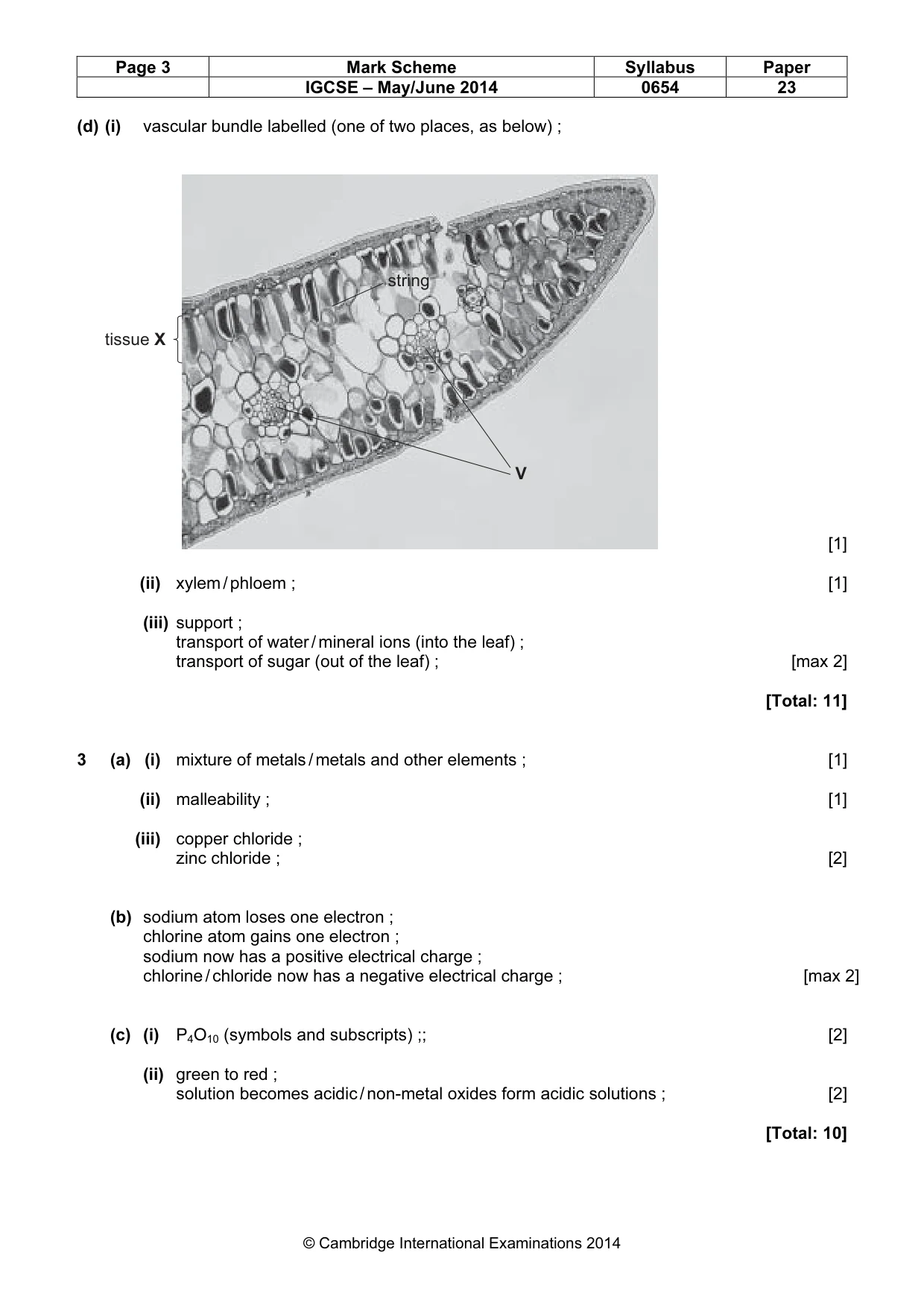 Mark scheme, page 3 of 9