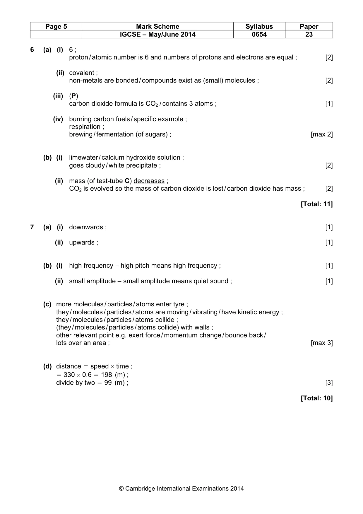 Mark scheme, page 5 of 9
