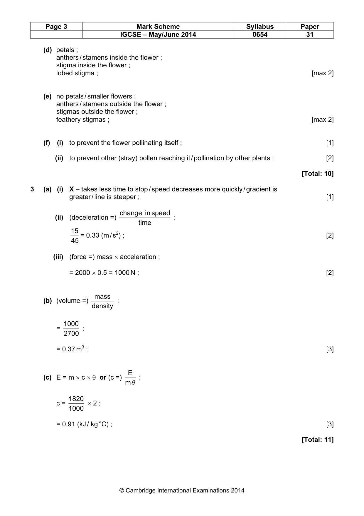 Mark scheme, page 3 of 8