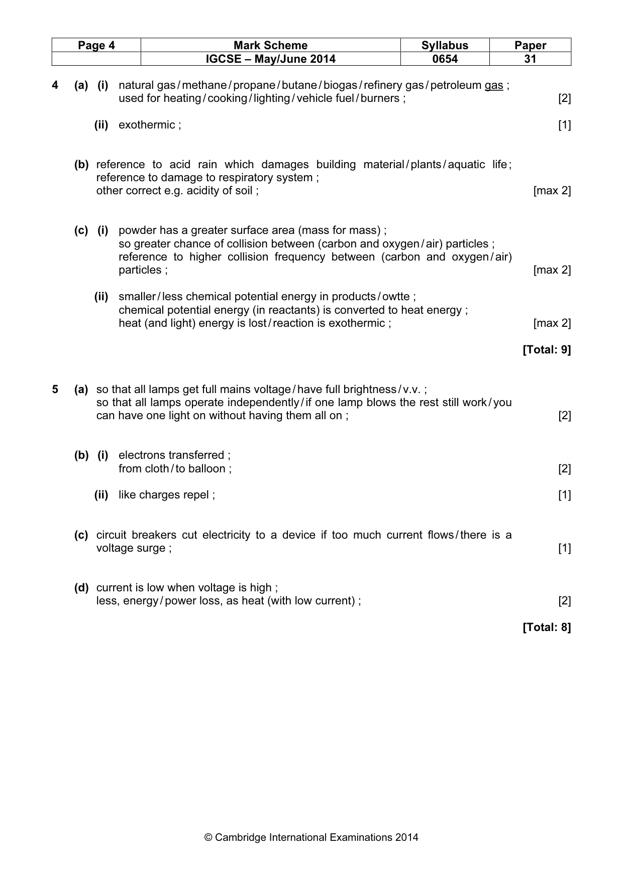 Mark scheme, page 4 of 8