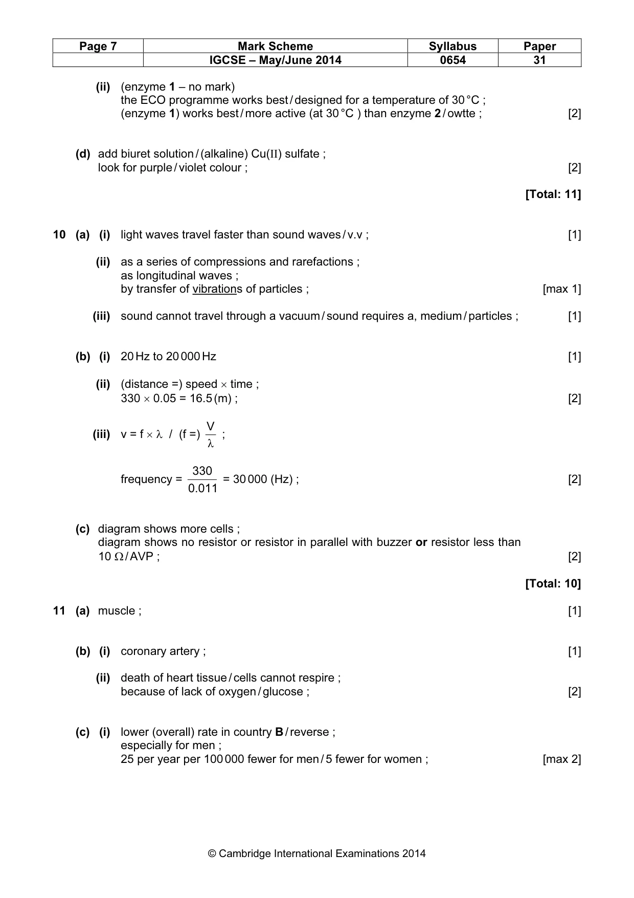 Mark scheme, page 7 of 8