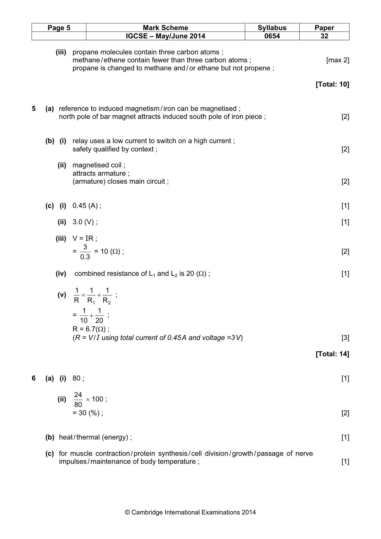Mark scheme, page 5 of 8