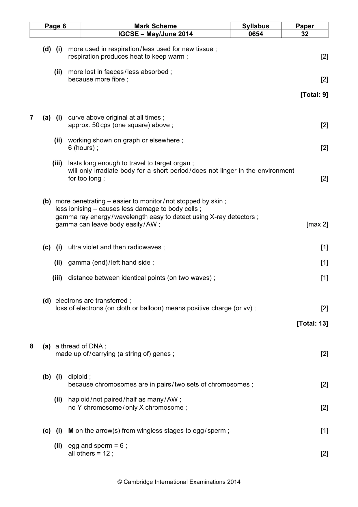 Mark scheme, page 6 of 8