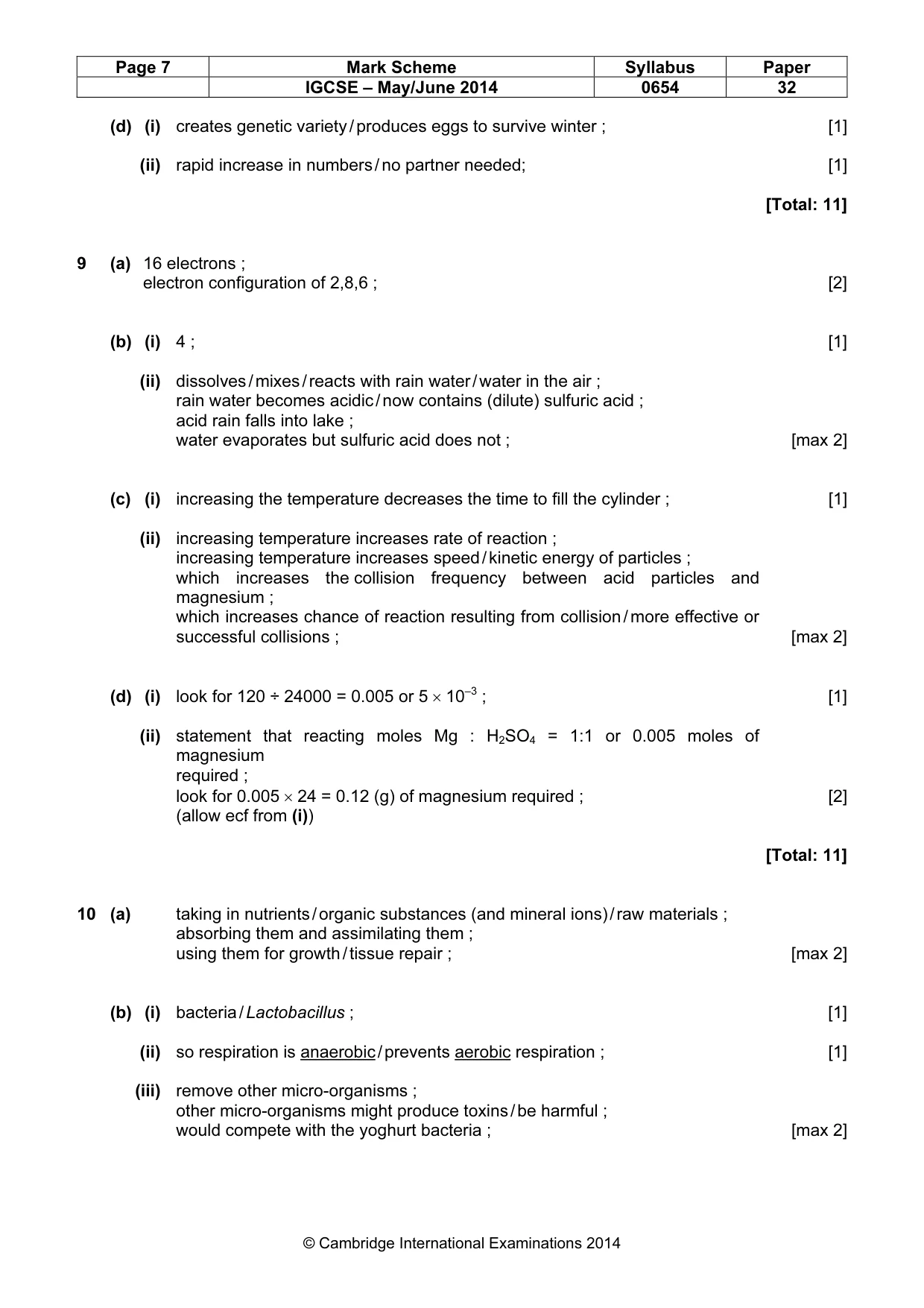 Mark scheme, page 7 of 8