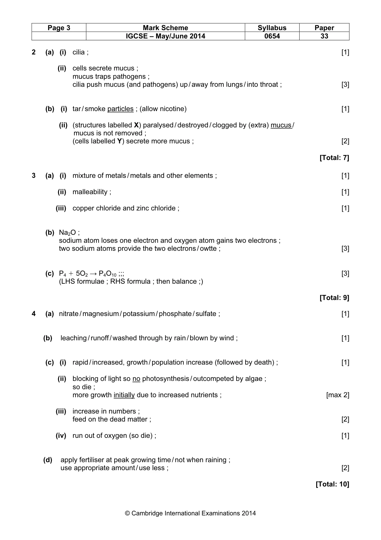Mark scheme, page 3 of 8