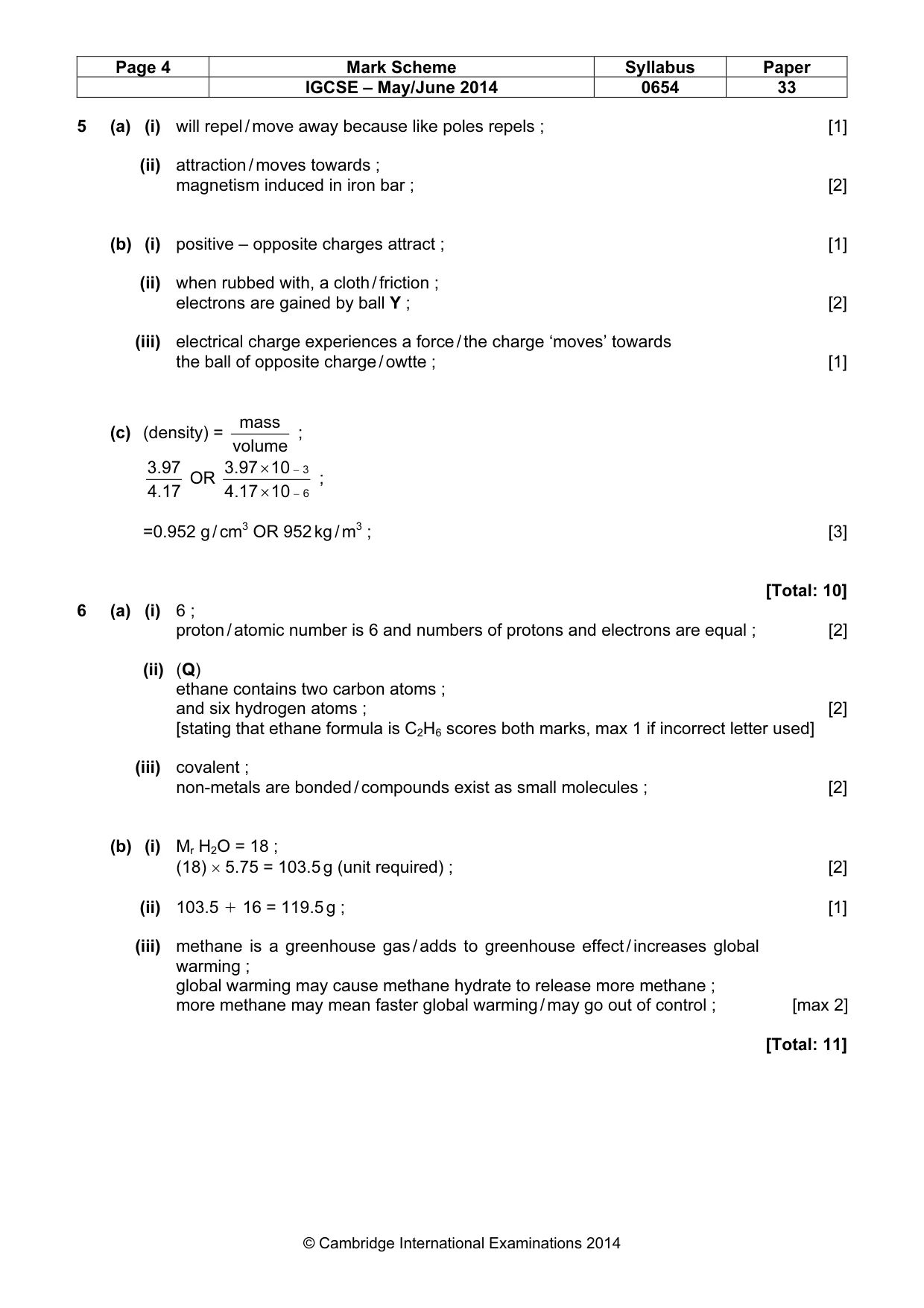 Mark scheme, page 4 of 8