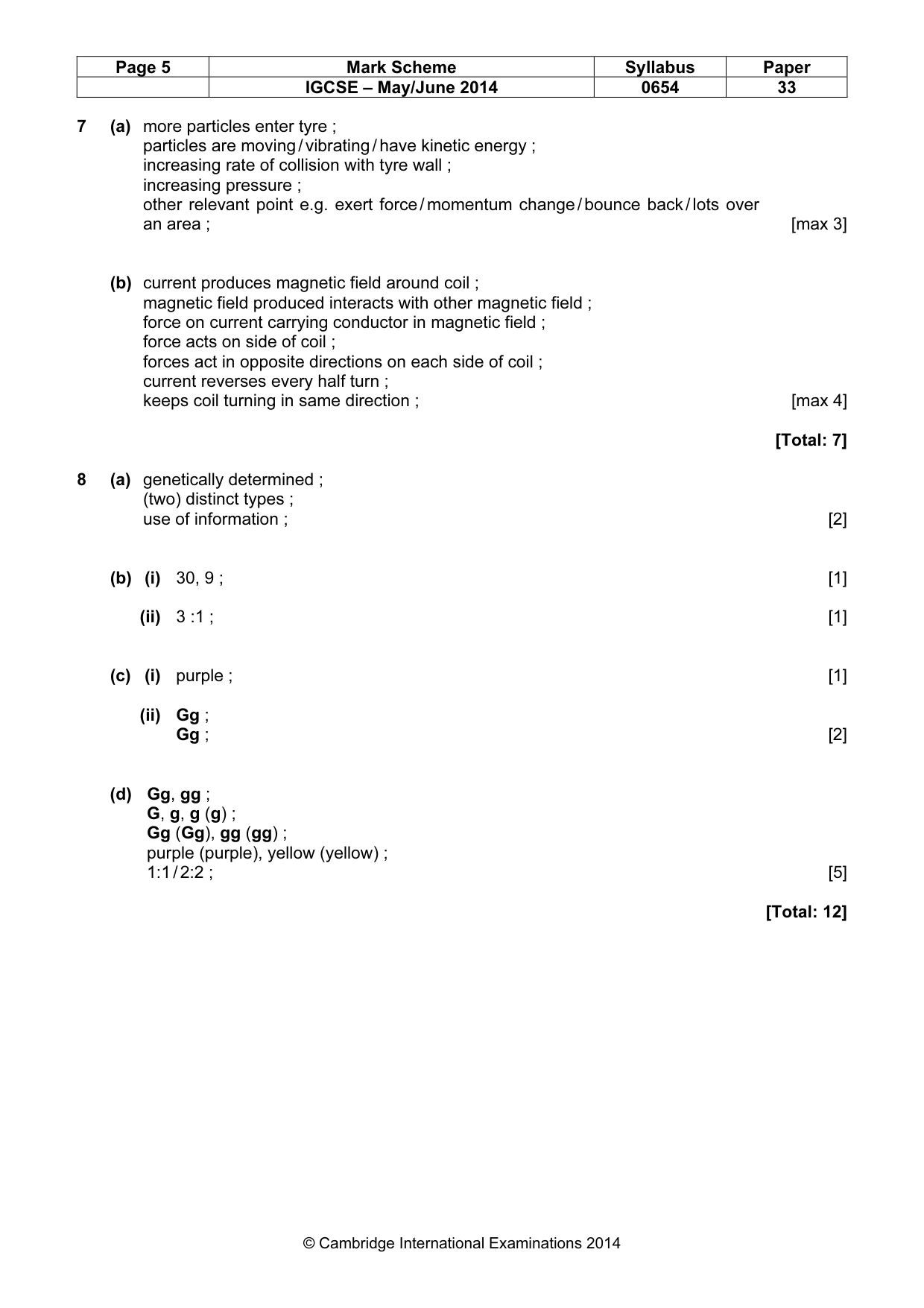 Mark scheme, page 5 of 8
