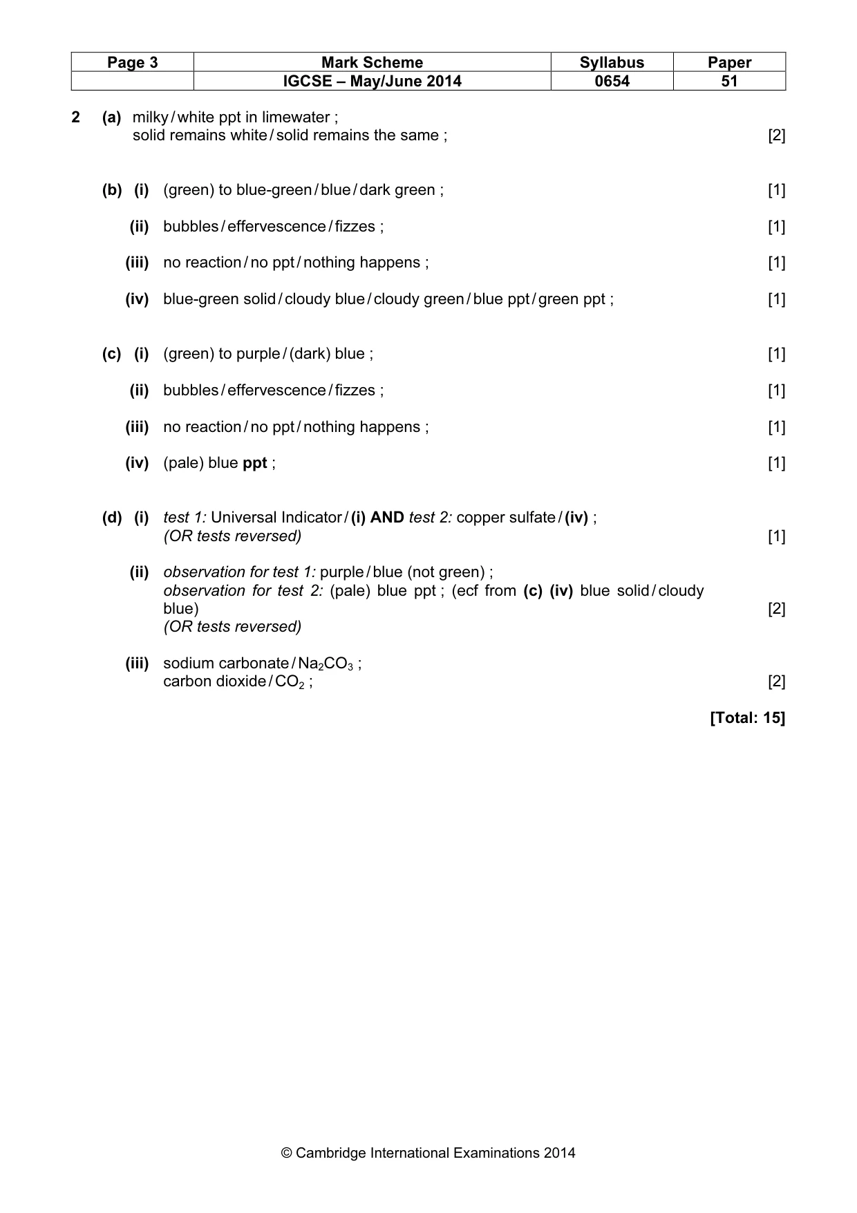 Mark scheme, page 3 of 4