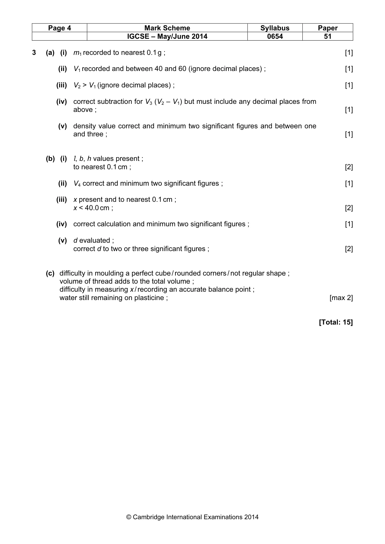 Mark scheme, page 4 of 4
