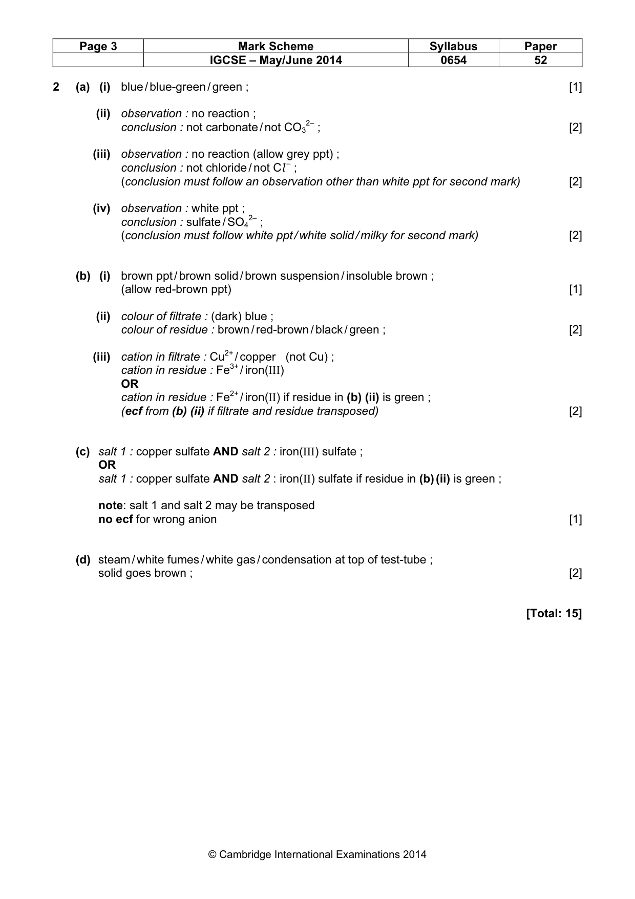 Mark scheme, page 3 of 4