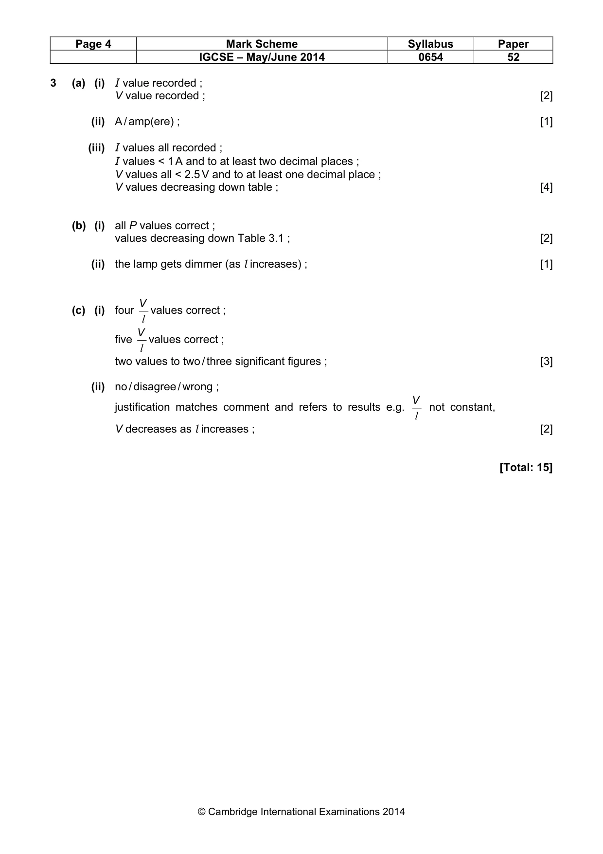 Mark scheme, page 4 of 4