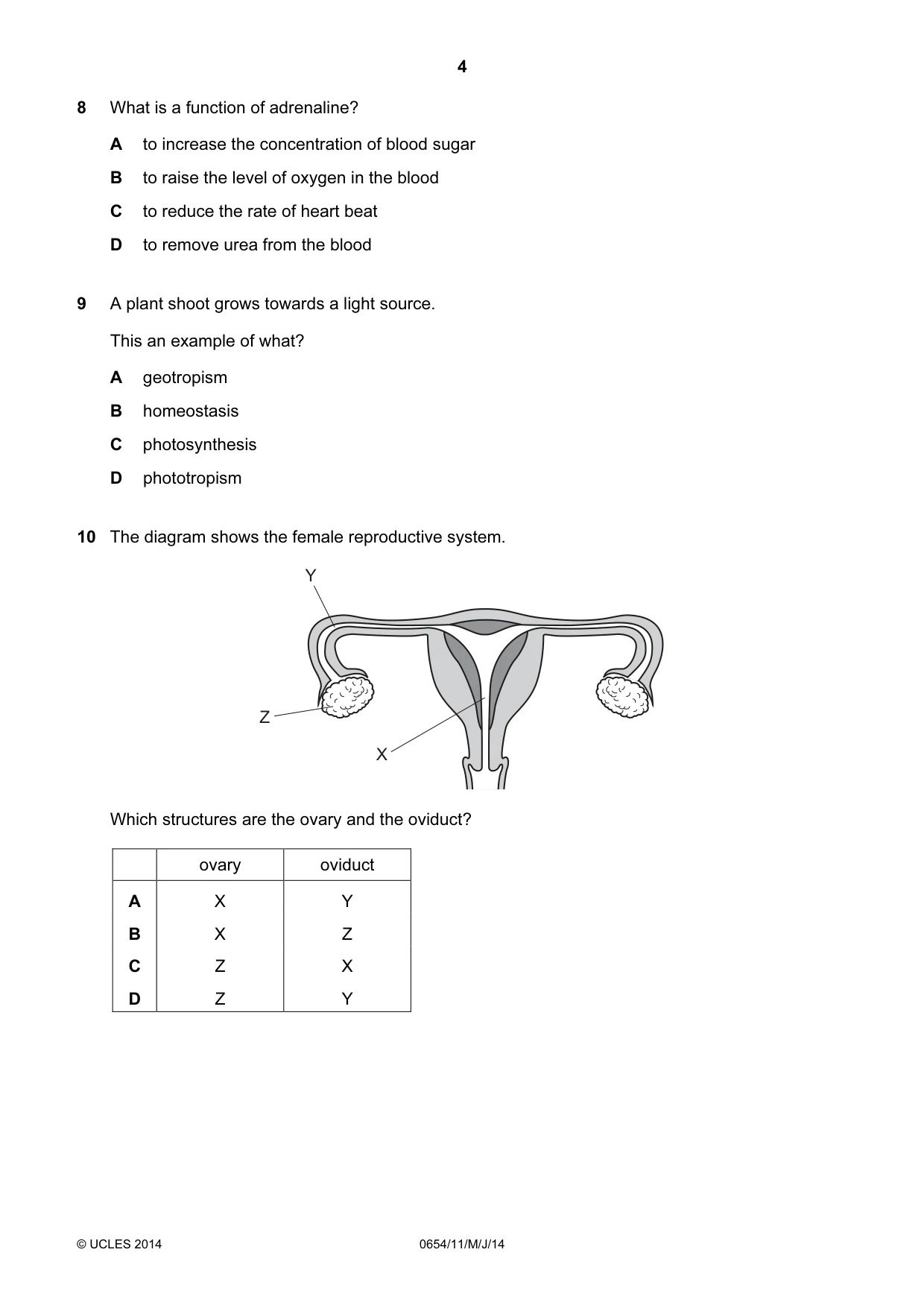 Cambridge IGCSE Sciences - Co-ordinated (Double) 0654 2014 May/June Paper 1 · Variant 1 question paper, page 4 of 16