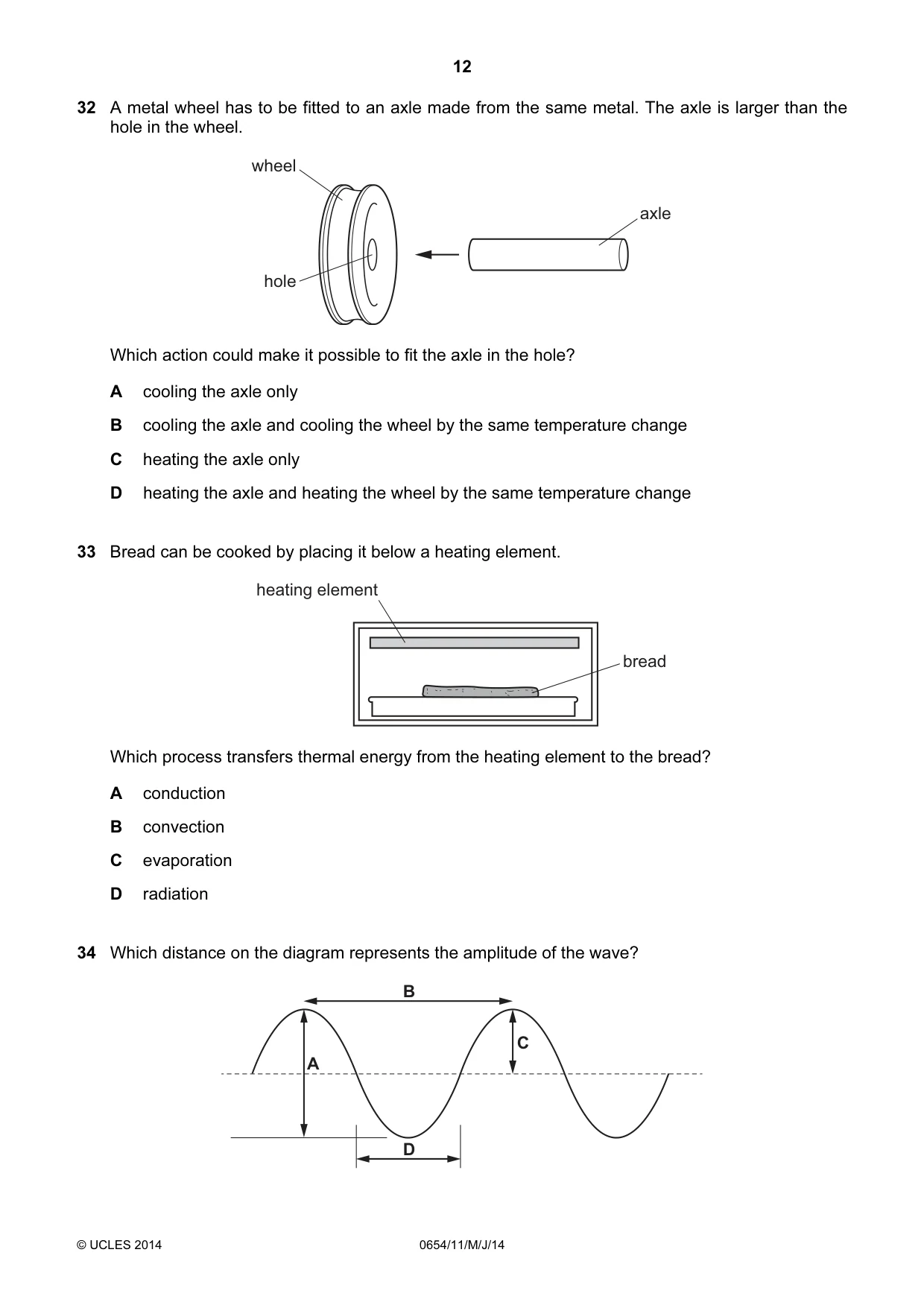 Cambridge IGCSE Sciences - Co-ordinated (Double) 0654 2014 May/June Paper 1 · Variant 1 question paper, page 12 of 16