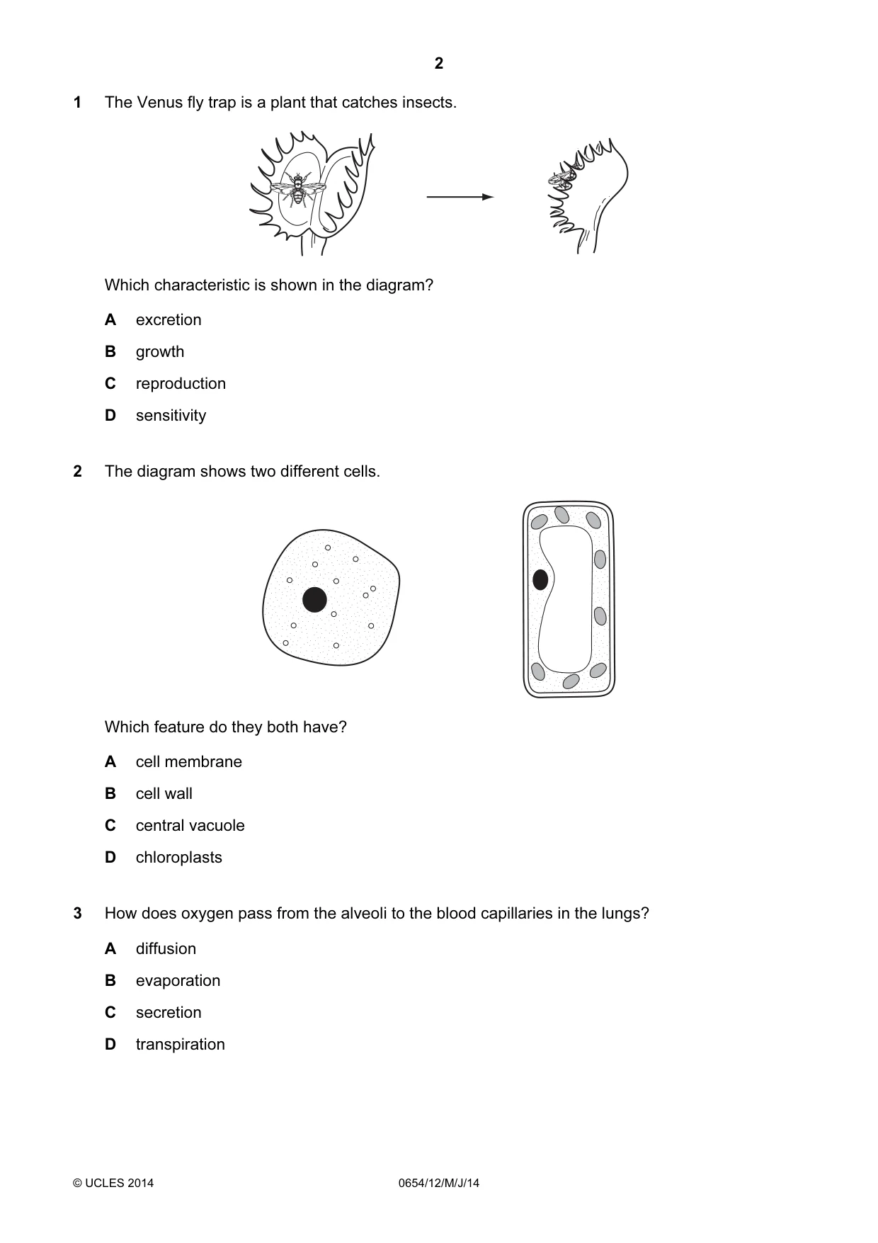Cambridge IGCSE Sciences - Co-ordinated (Double) 0654 2014 May/June Paper 1 · Variant 2 question paper, page 2 of 20