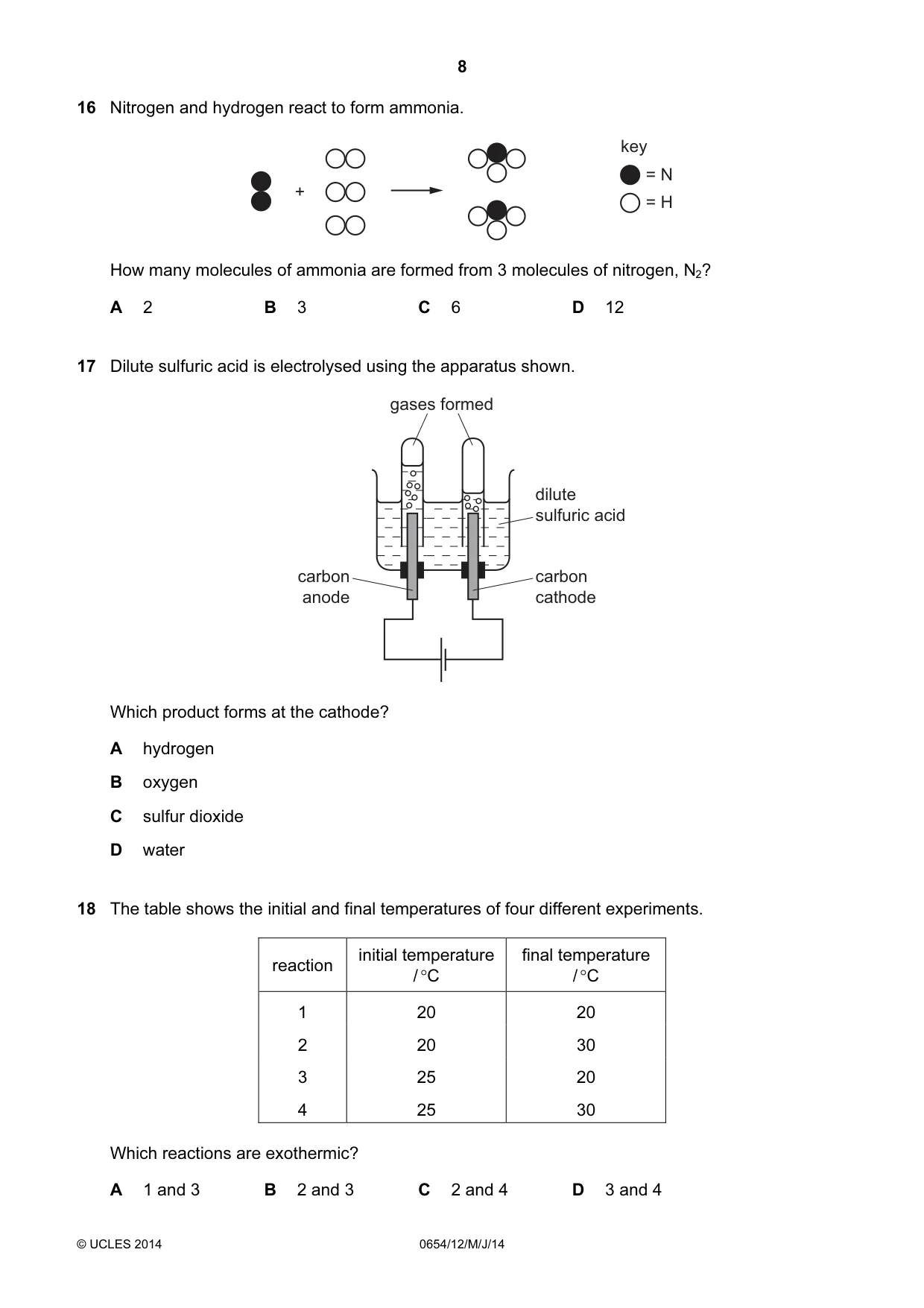 Cambridge IGCSE Sciences - Co-ordinated (Double) 0654 2014 May/June Paper 1 · Variant 2 question paper, page 8 of 20