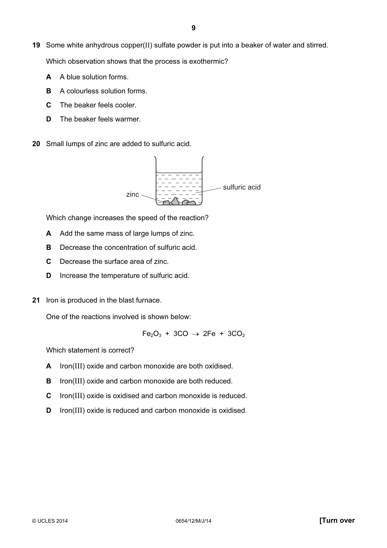Cambridge IGCSE Sciences - Co-ordinated (Double) 0654 2014 May/June Paper 1 · Variant 2 question paper, page 9 of 20