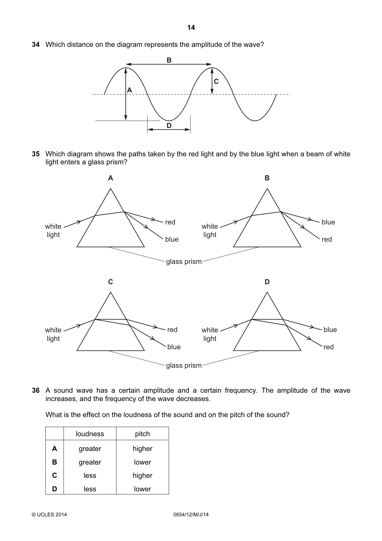 Cambridge IGCSE Sciences - Co-ordinated (Double) 0654 2014 May/June Paper 1 · Variant 2 question paper, page 14 of 20