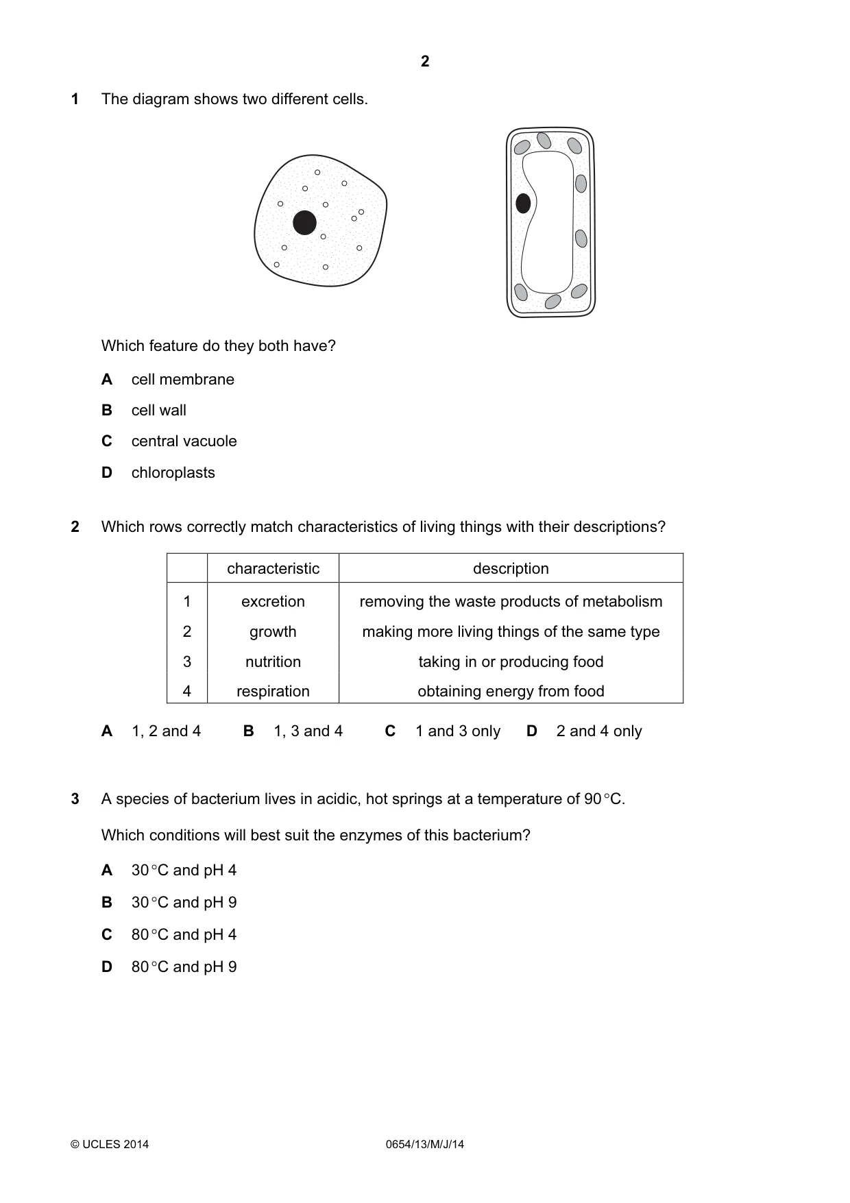 Cambridge IGCSE Sciences - Co-ordinated (Double) 0654 2014 May/June Paper 1 · Variant 3 question paper, page 2 of 16