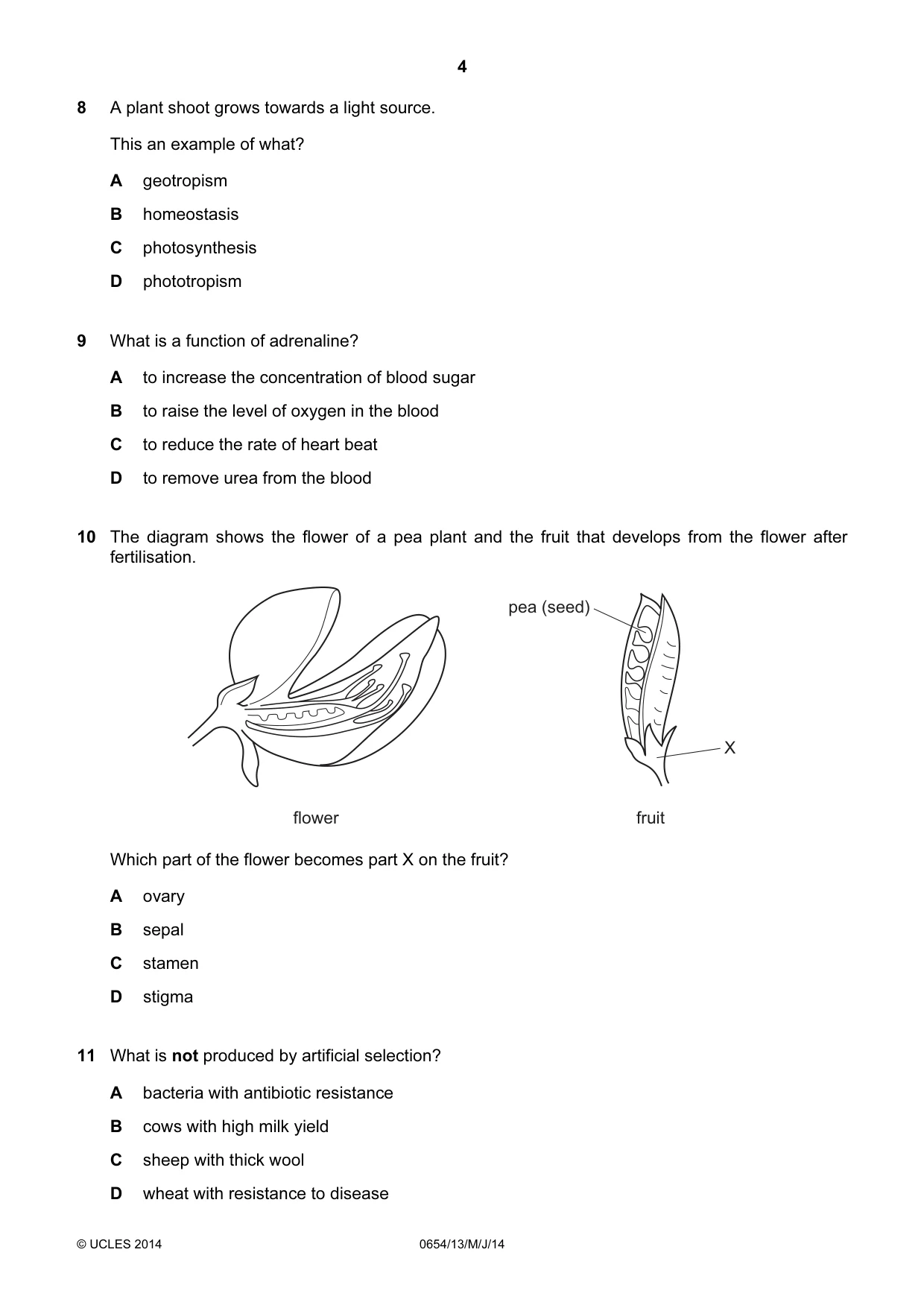Cambridge IGCSE Sciences - Co-ordinated (Double) 0654 2014 May/June Paper 1 · Variant 3 question paper, page 4 of 16