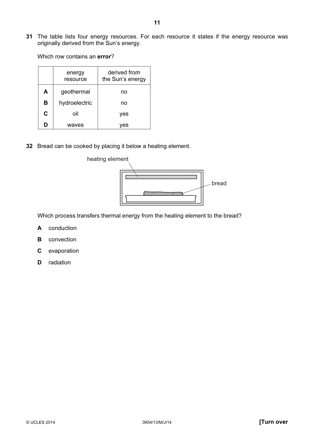 Cambridge IGCSE Sciences - Co-ordinated (Double) 0654 2014 May/June Paper 1 · Variant 3 question paper, page 11 of 16