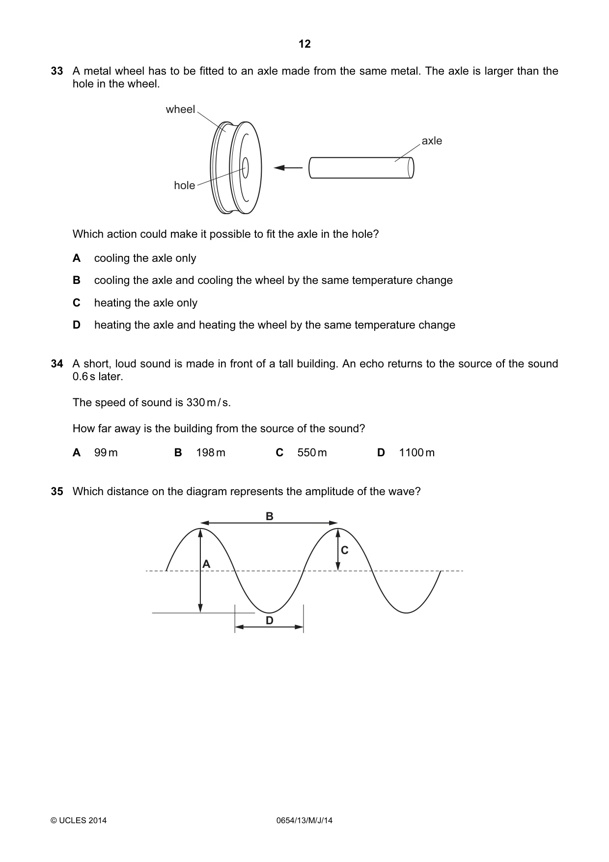 Cambridge IGCSE Sciences - Co-ordinated (Double) 0654 2014 May/June Paper 1 · Variant 3 question paper, page 12 of 16