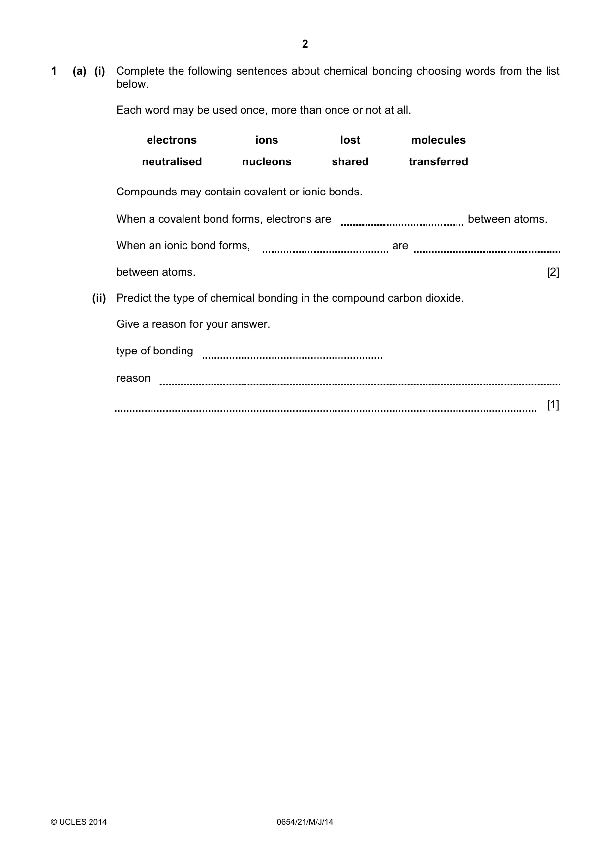 Cambridge IGCSE Sciences - Co-ordinated (Double) 0654 2014 May/June Paper 2 · Variant 1 question paper, page 2 of 32