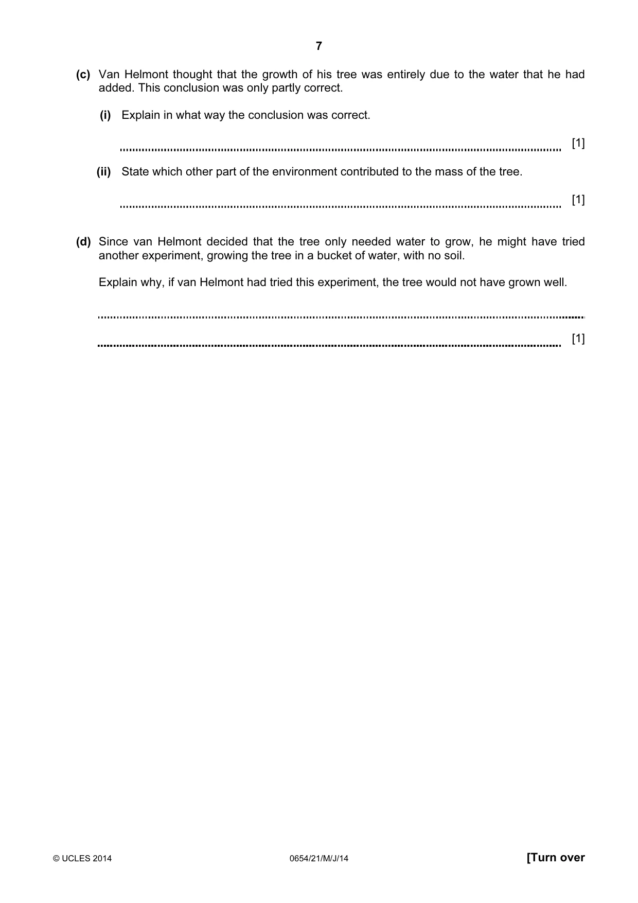 Cambridge IGCSE Sciences - Co-ordinated (Double) 0654 2014 May/June Paper 2 · Variant 1 question paper, page 7 of 32