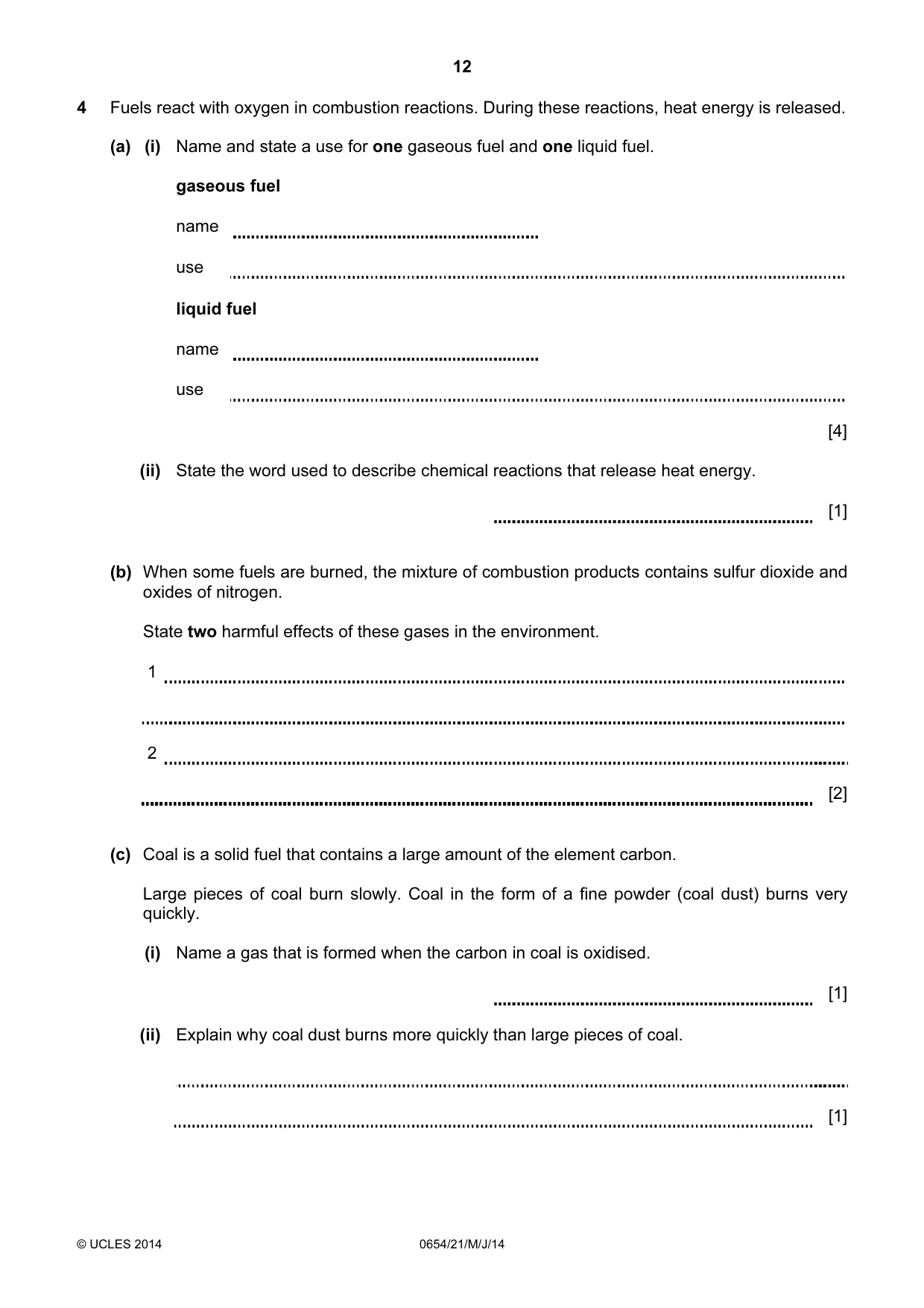 Cambridge IGCSE Sciences - Co-ordinated (Double) 0654 2014 May/June Paper 2 · Variant 1 question paper, page 12 of 32