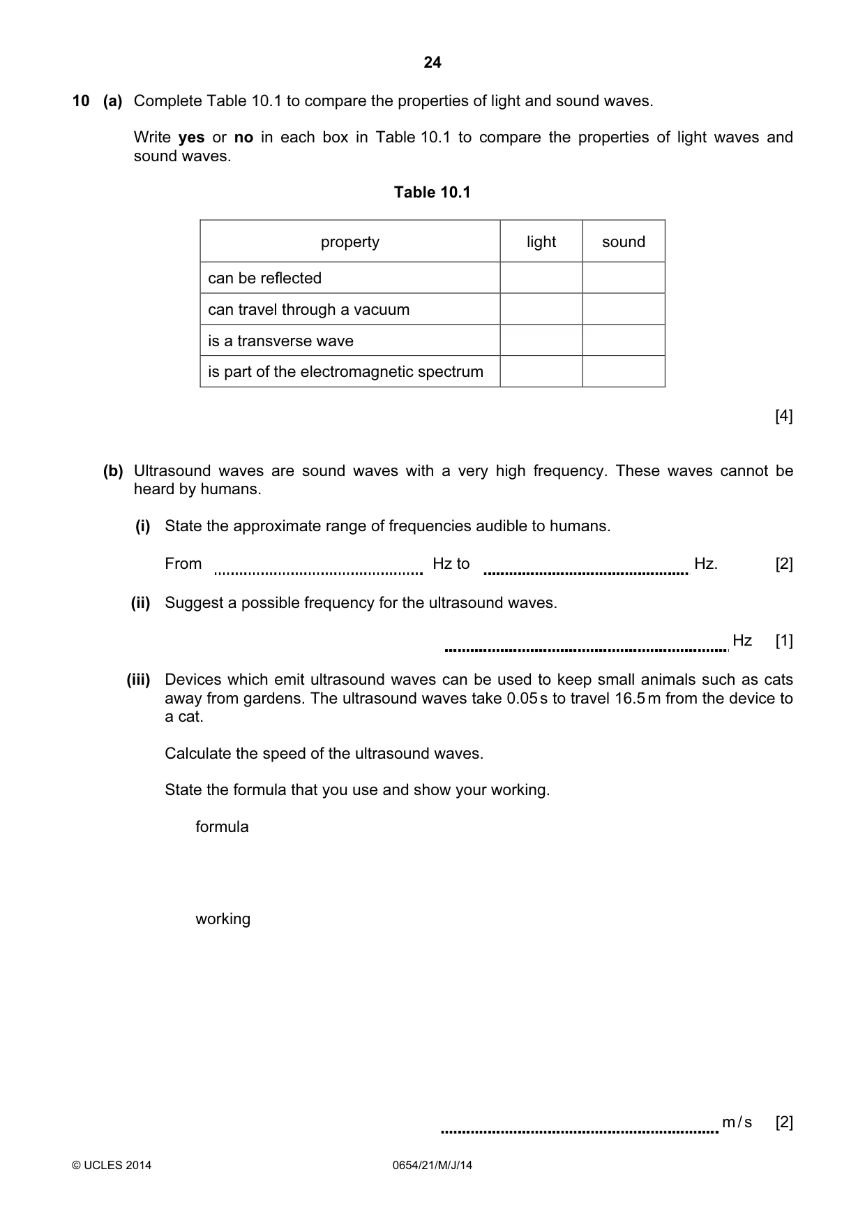 Cambridge IGCSE Sciences - Co-ordinated (Double) 0654 2014 May/June Paper 2 · Variant 1 question paper, page 24 of 32
