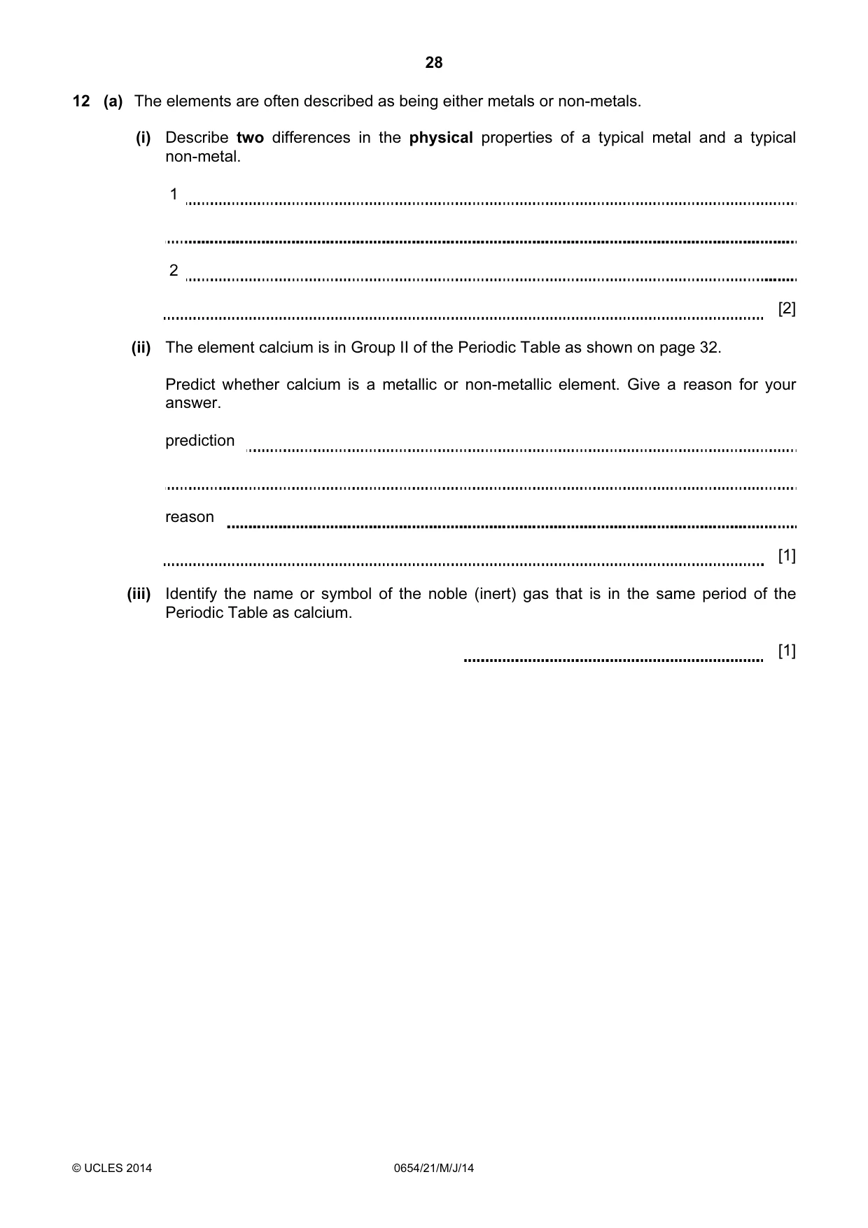 Cambridge IGCSE Sciences - Co-ordinated (Double) 0654 2014 May/June Paper 2 · Variant 1 question paper, page 28 of 32