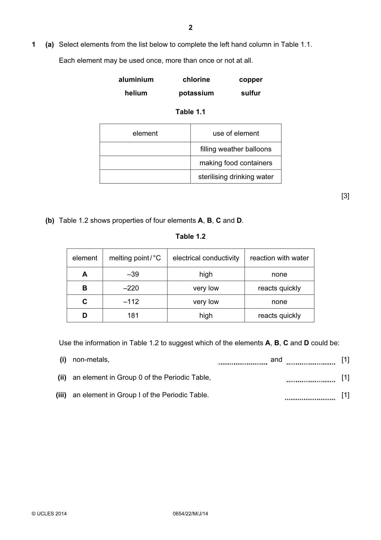 Cambridge IGCSE Sciences - Co-ordinated (Double) 0654 2014 May/June Paper 2 · Variant 2 question paper, page 2 of 28