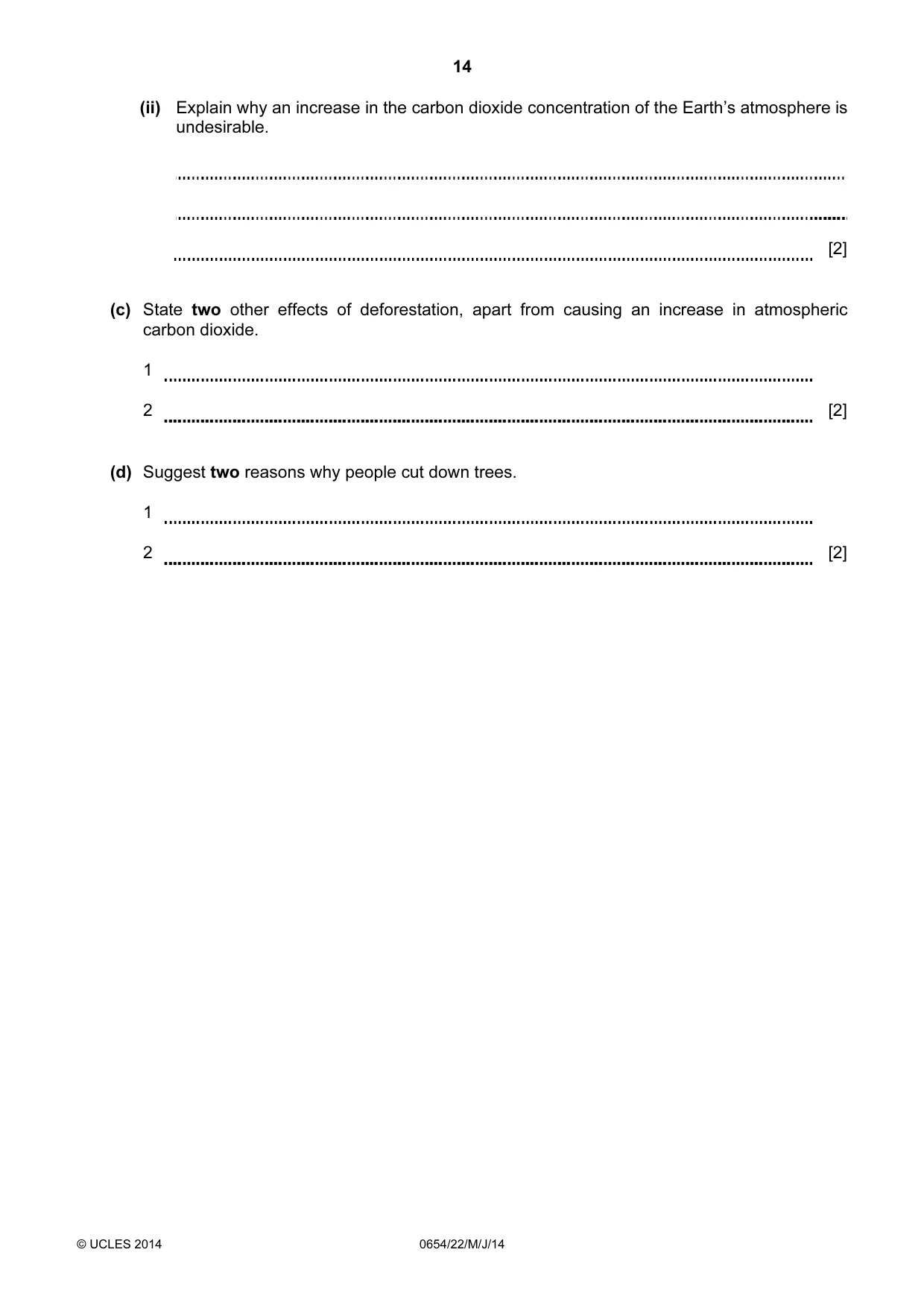 Cambridge IGCSE Sciences - Co-ordinated (Double) 0654 2014 May/June Paper 2 · Variant 2 question paper, page 14 of 28