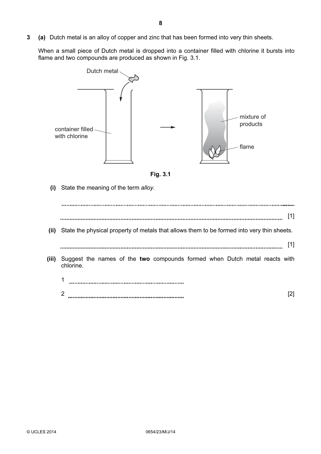 Cambridge IGCSE Sciences - Co-ordinated (Double) 0654 2014 May/June Paper 2 · Variant 3 question paper, page 8 of 32