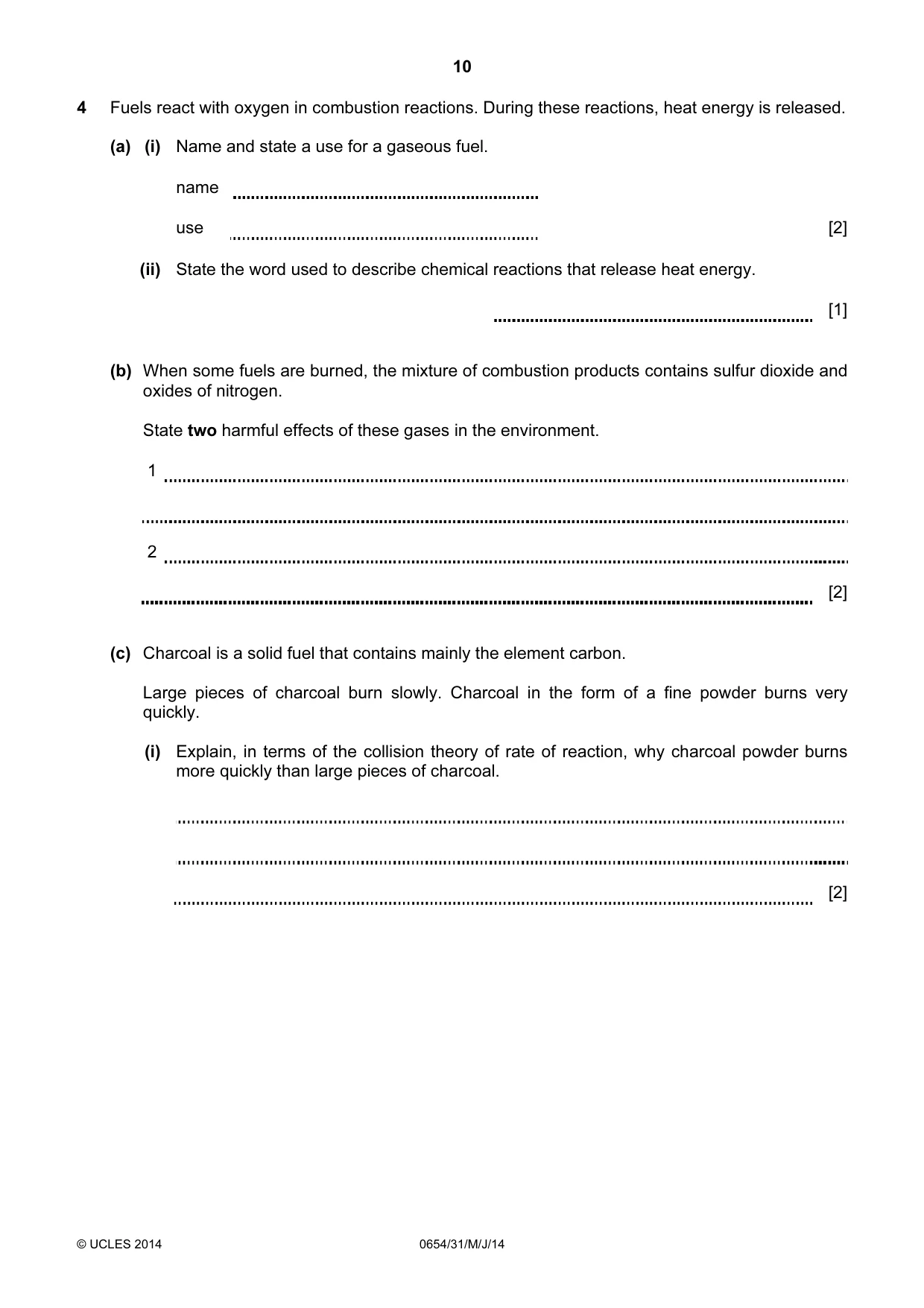 Cambridge IGCSE Sciences - Co-ordinated (Double) 0654 2014 May/June Paper 3 · Variant 1 question paper, page 10 of 32