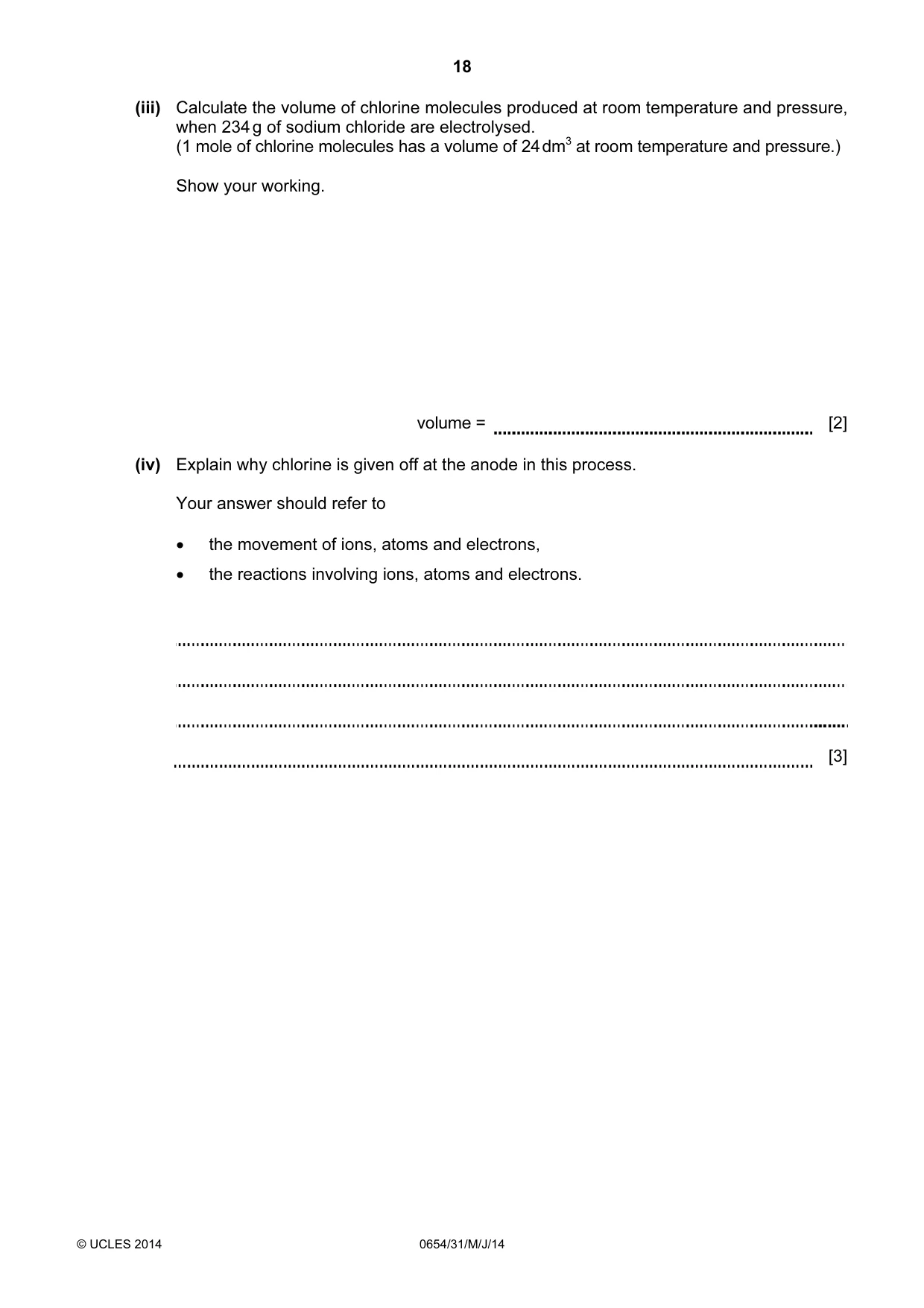 Cambridge IGCSE Sciences - Co-ordinated (Double) 0654 2014 May/June Paper 3 · Variant 1 question paper, page 18 of 32