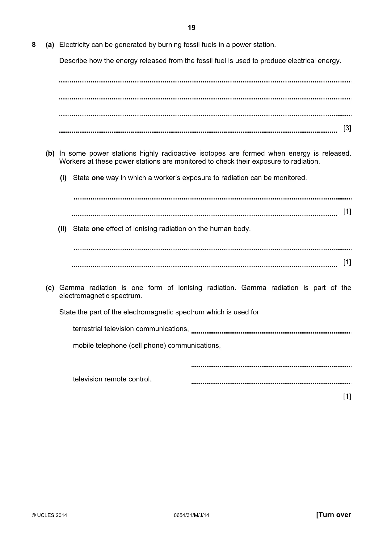 Cambridge IGCSE Sciences - Co-ordinated (Double) 0654 2014 May/June Paper 3 · Variant 1 question paper, page 19 of 32