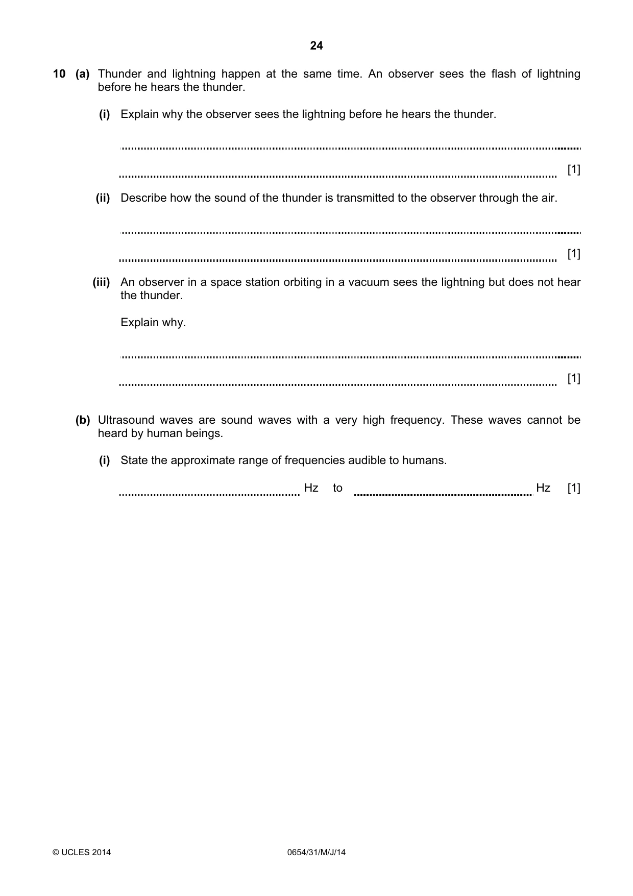 Cambridge IGCSE Sciences - Co-ordinated (Double) 0654 2014 May/June Paper 3 · Variant 1 question paper, page 24 of 32