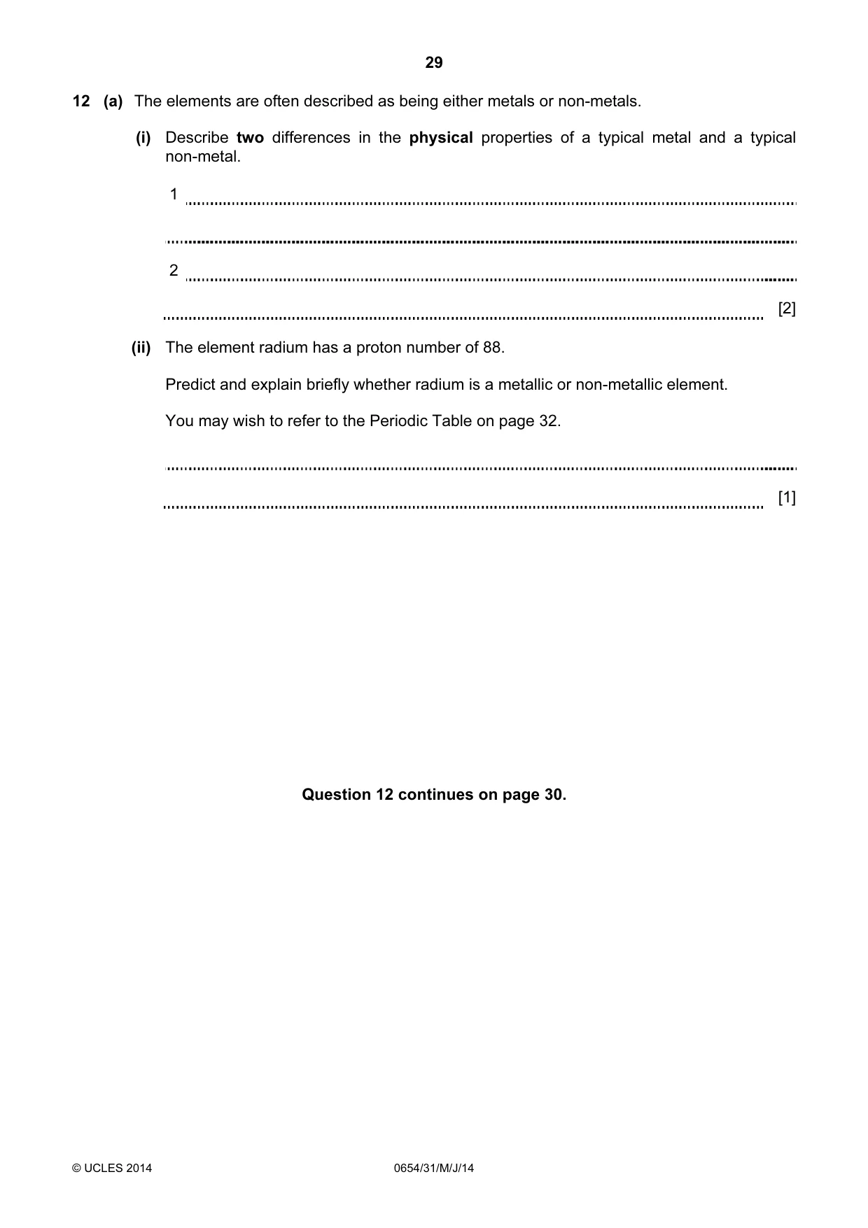 Cambridge IGCSE Sciences - Co-ordinated (Double) 0654 2014 May/June Paper 3 · Variant 1 question paper, page 29 of 32