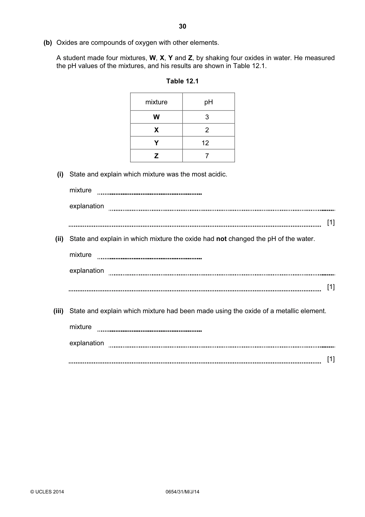 Cambridge IGCSE Sciences - Co-ordinated (Double) 0654 2014 May/June Paper 3 · Variant 1 question paper, page 30 of 32