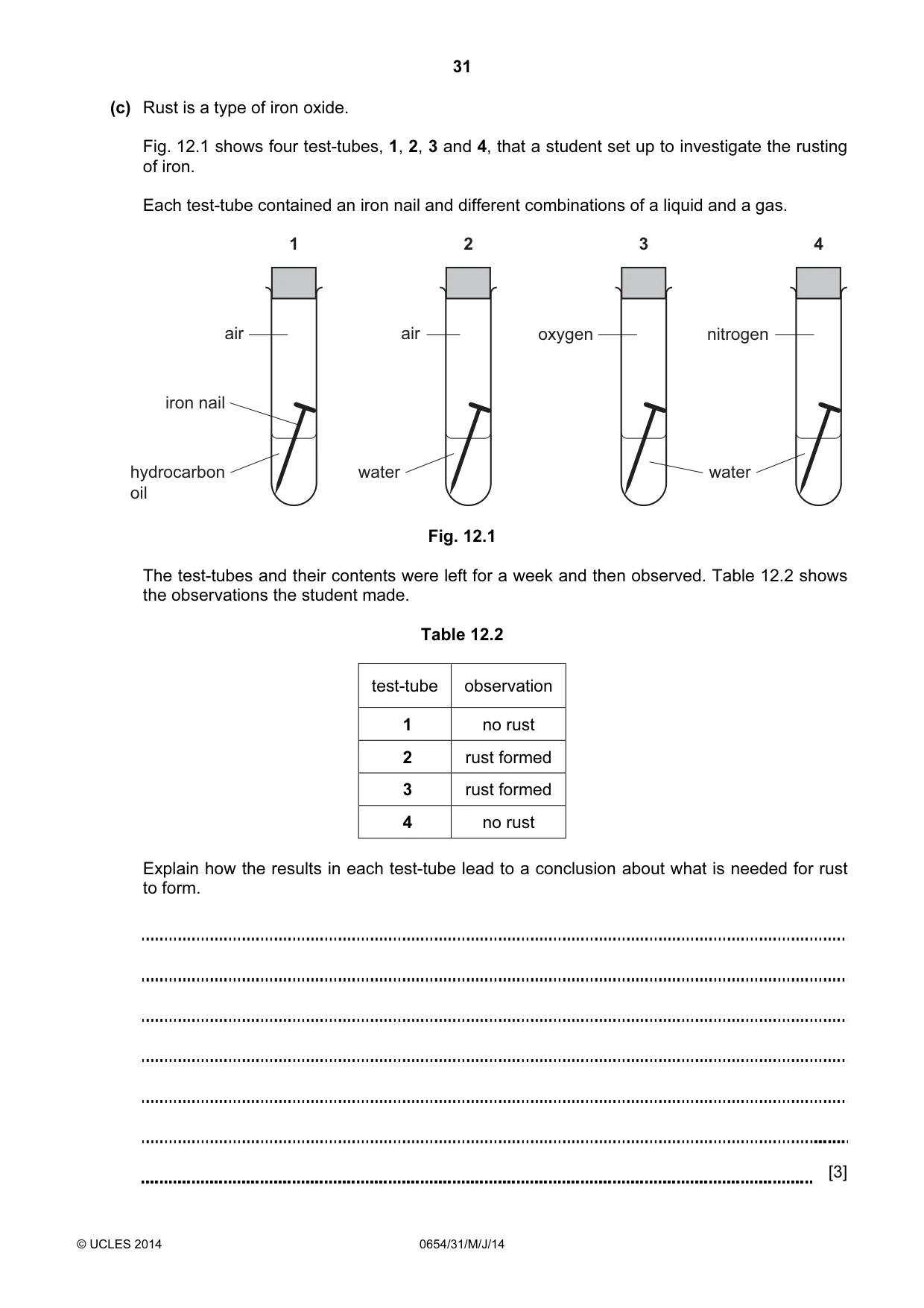 Cambridge IGCSE Sciences - Co-ordinated (Double) 0654 2014 May/June Paper 3 · Variant 1 question paper, page 31 of 32