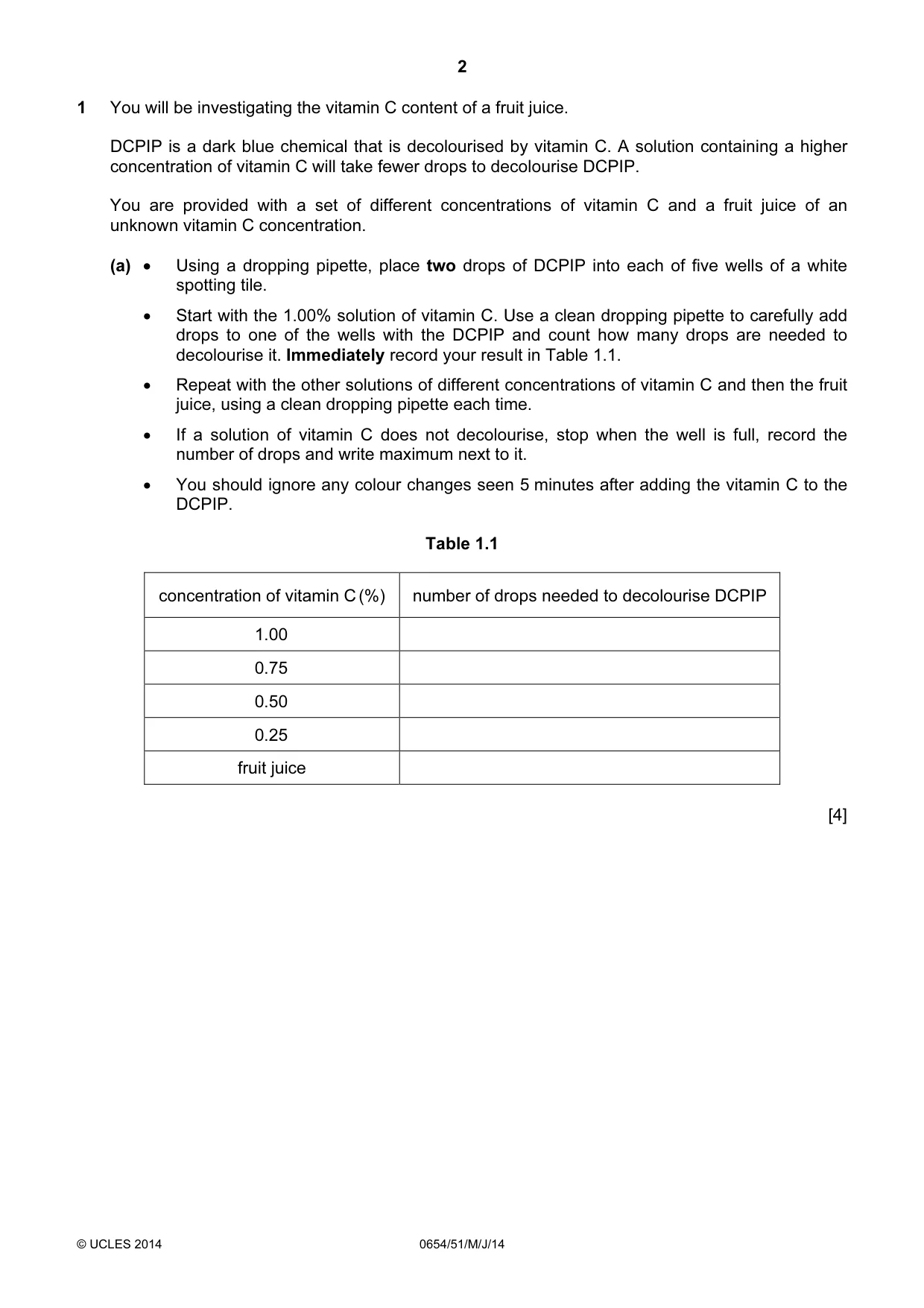 Cambridge IGCSE Sciences - Co-ordinated (Double) 0654 2014 May/June Paper 5 · Variant 1 question paper, page 2 of 16