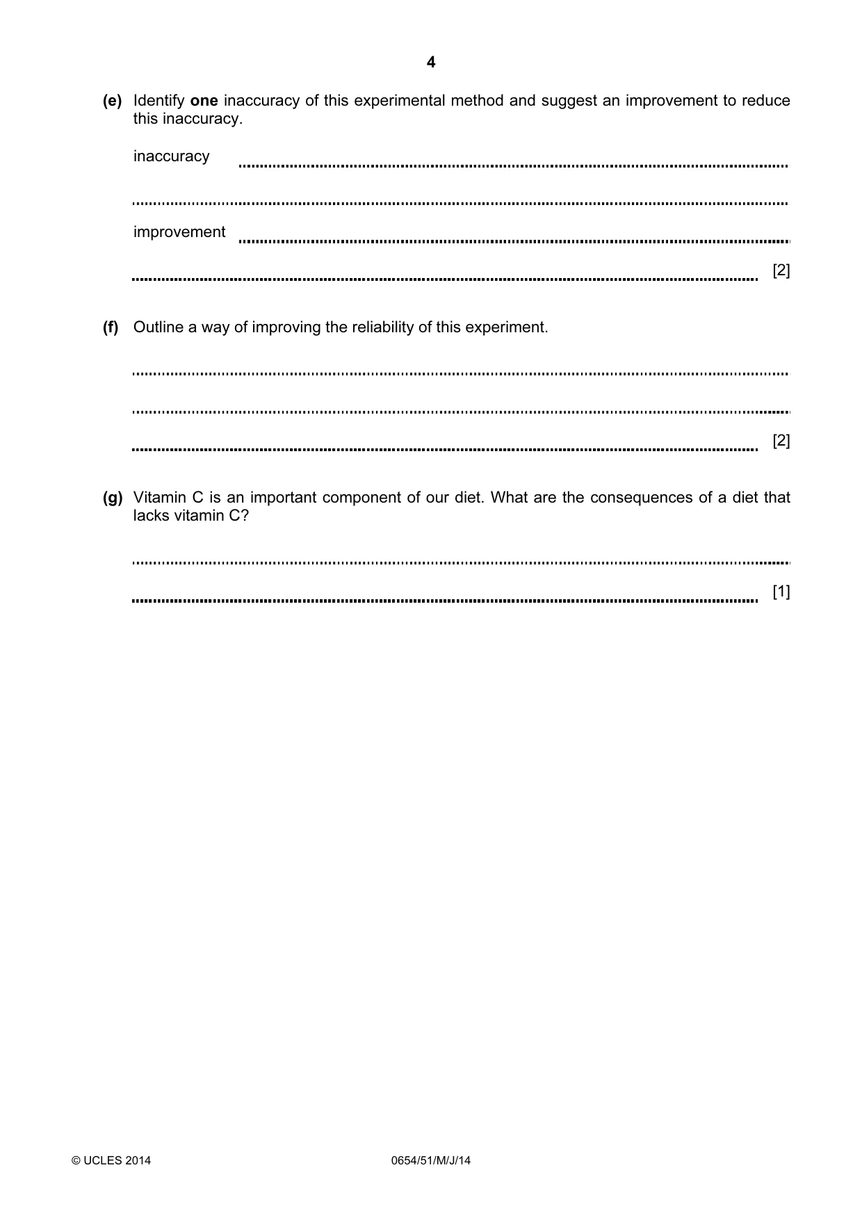 Cambridge IGCSE Sciences - Co-ordinated (Double) 0654 2014 May/June Paper 5 · Variant 1 question paper, page 4 of 16